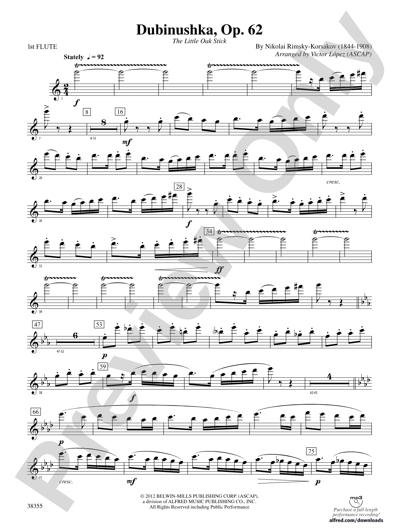 Dubinushka, Op. 62: Flute