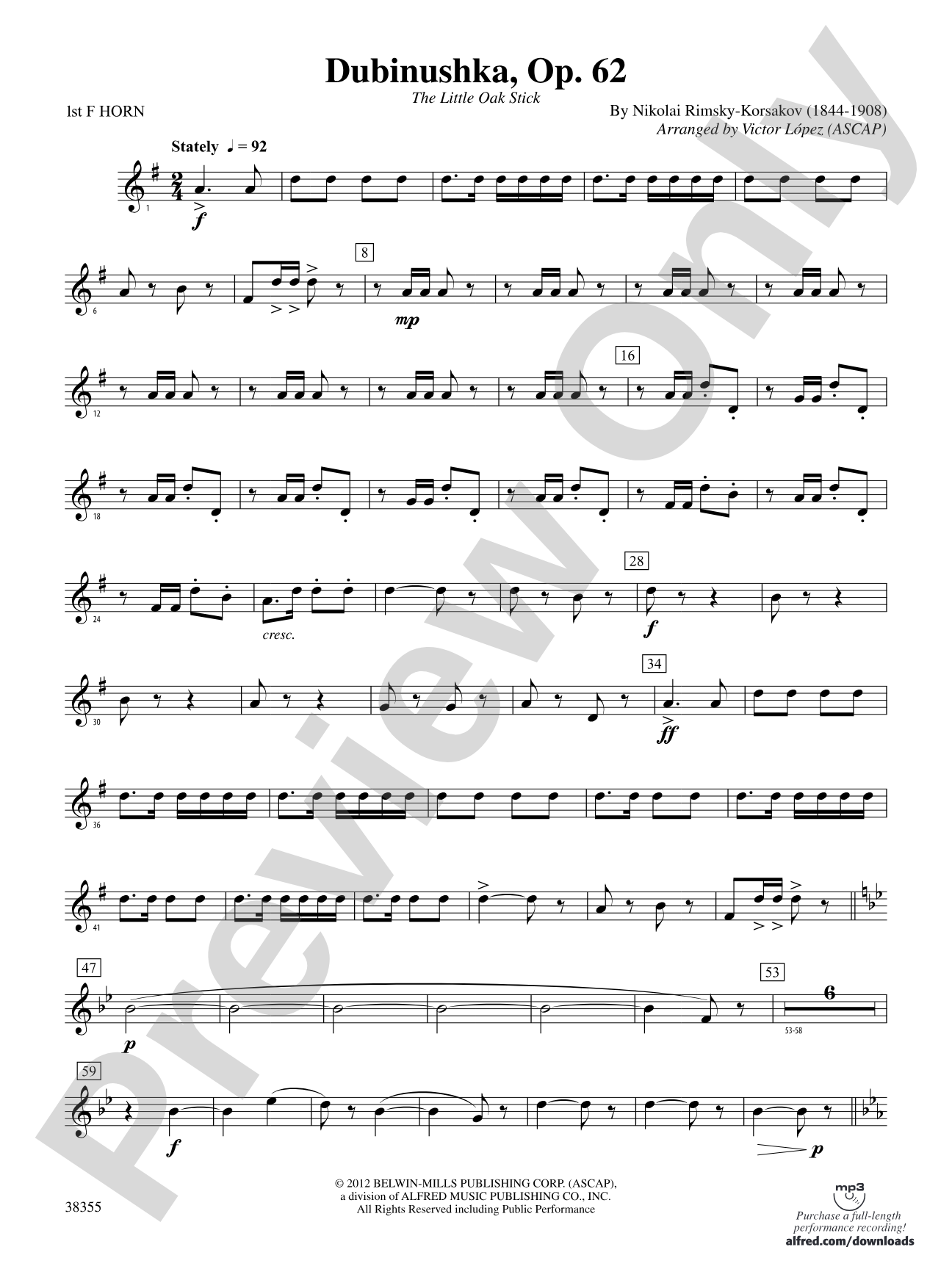 Dubinushka, Op. 62: 1st F Horn