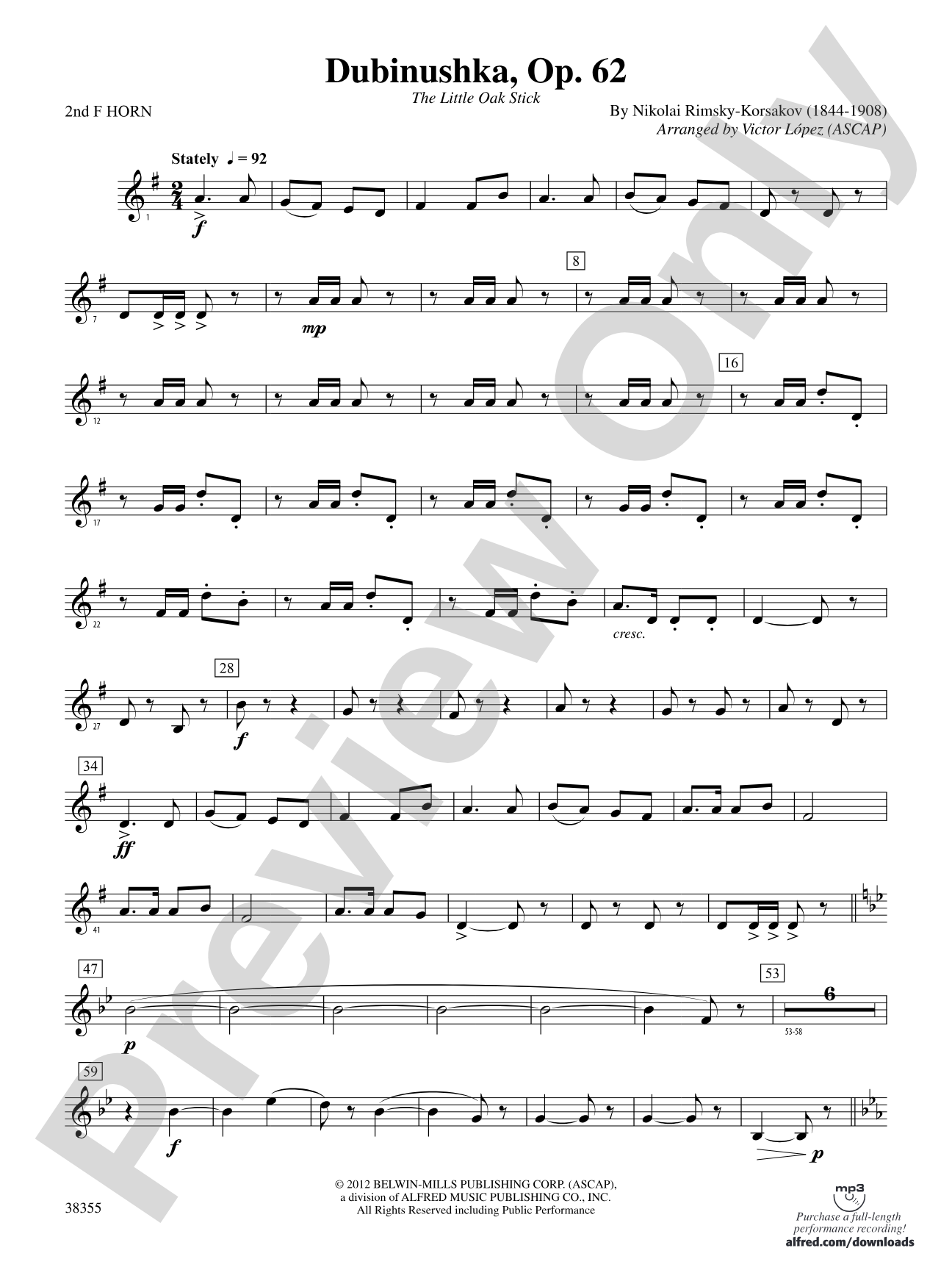 Dubinushka, Op. 62: 2nd F Horn