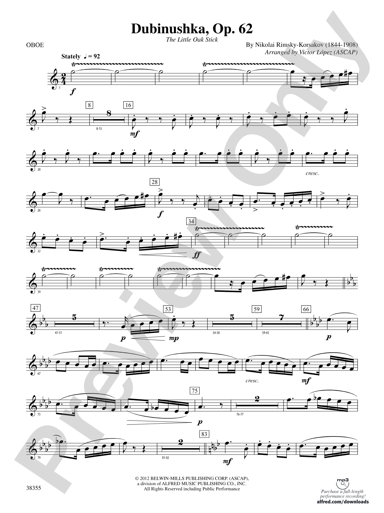 Dubinushka, Op. 62: Oboe