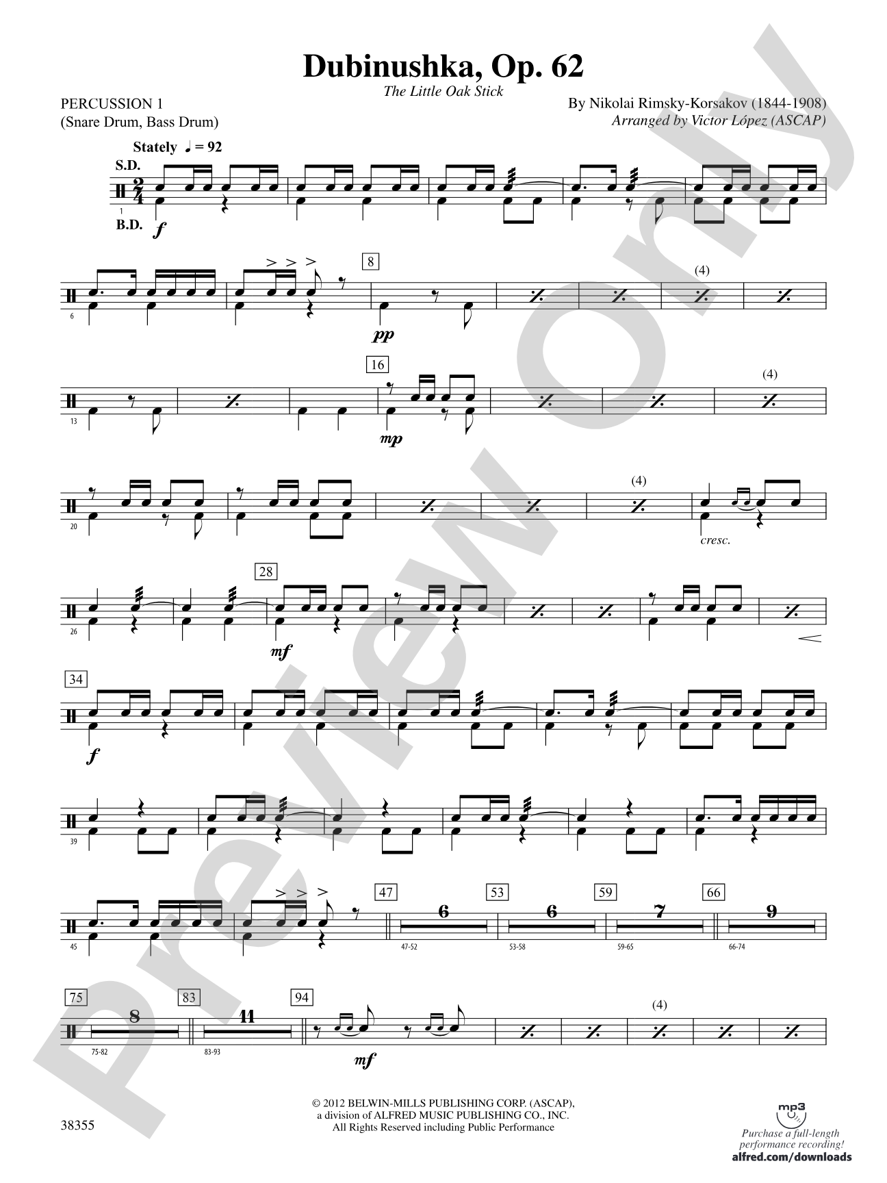 Dubinushka, Op. 62: 1st Percussion