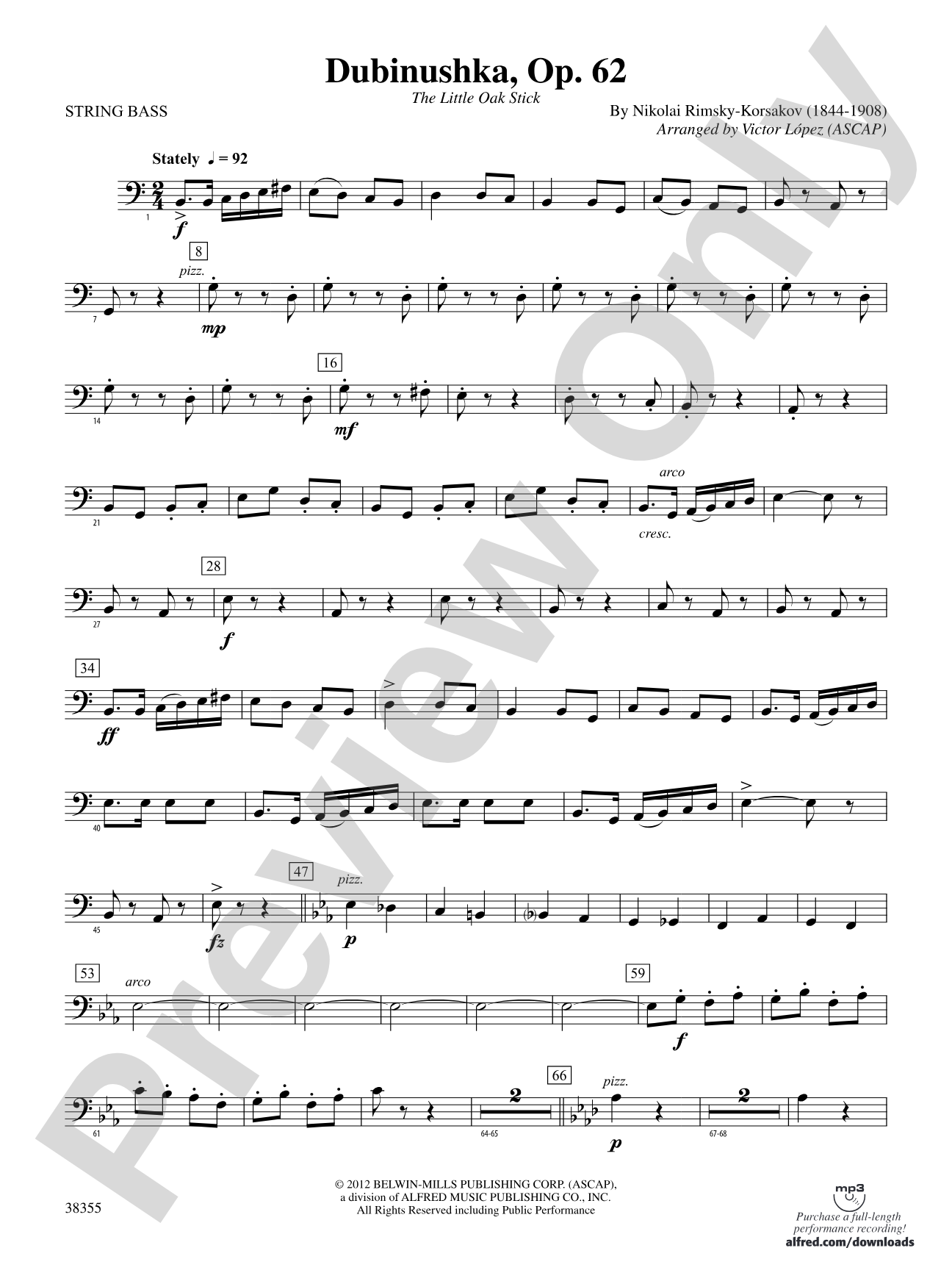 Dubinushka, Op. 62: String Bass