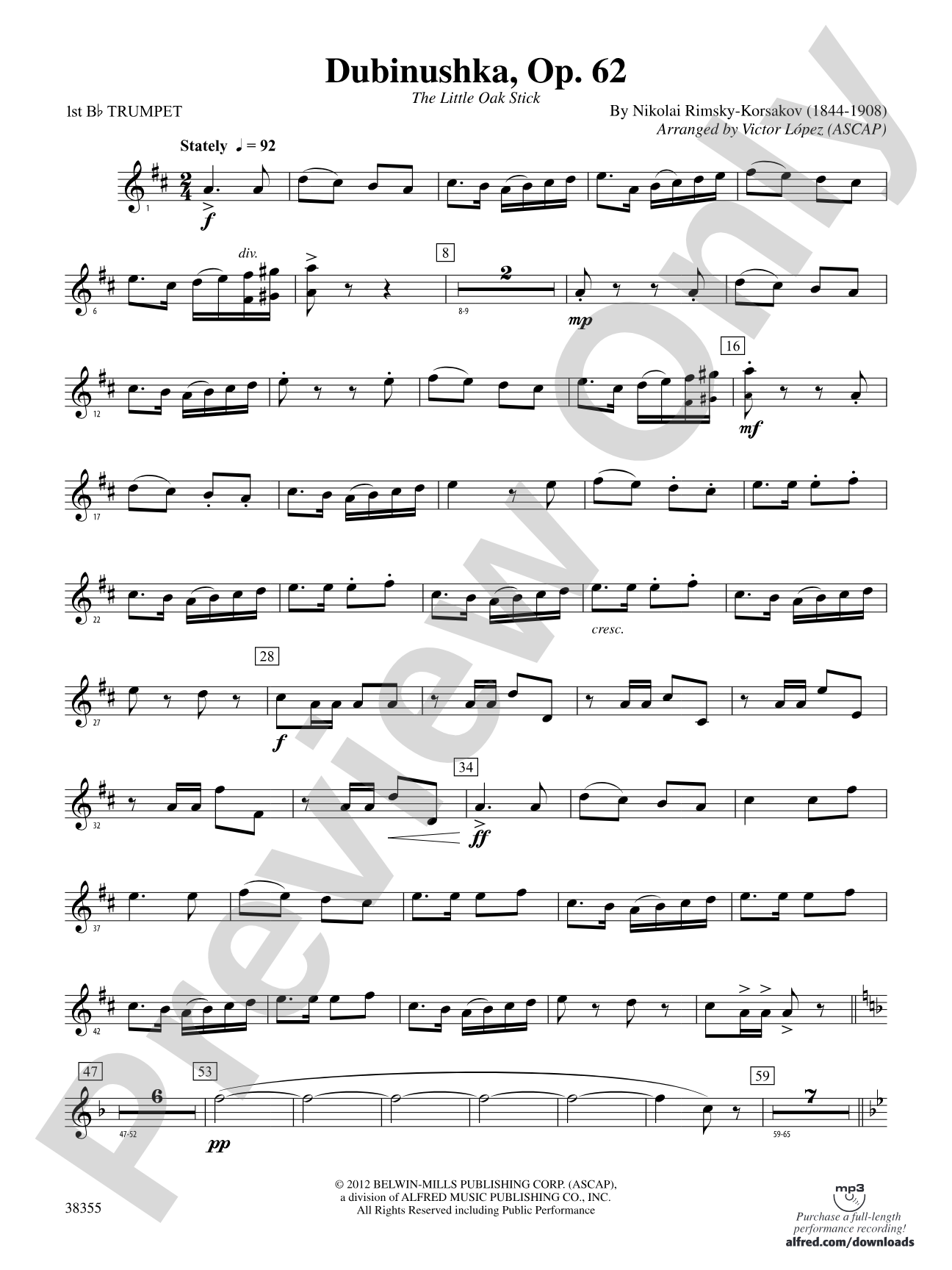Dubinushka, Op. 62: 1st B-flat Trumpet
