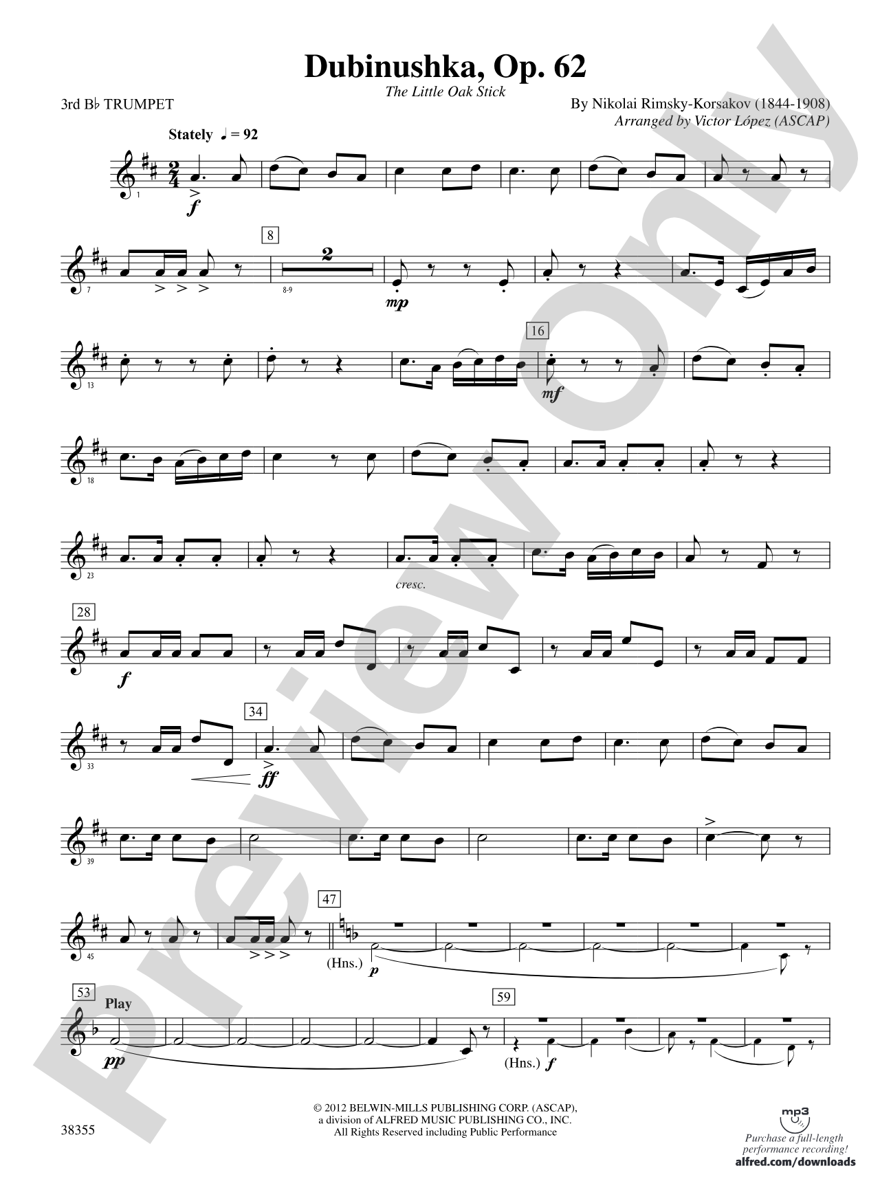Dubinushka, Op. 62: 3rd B-flat Trumpet