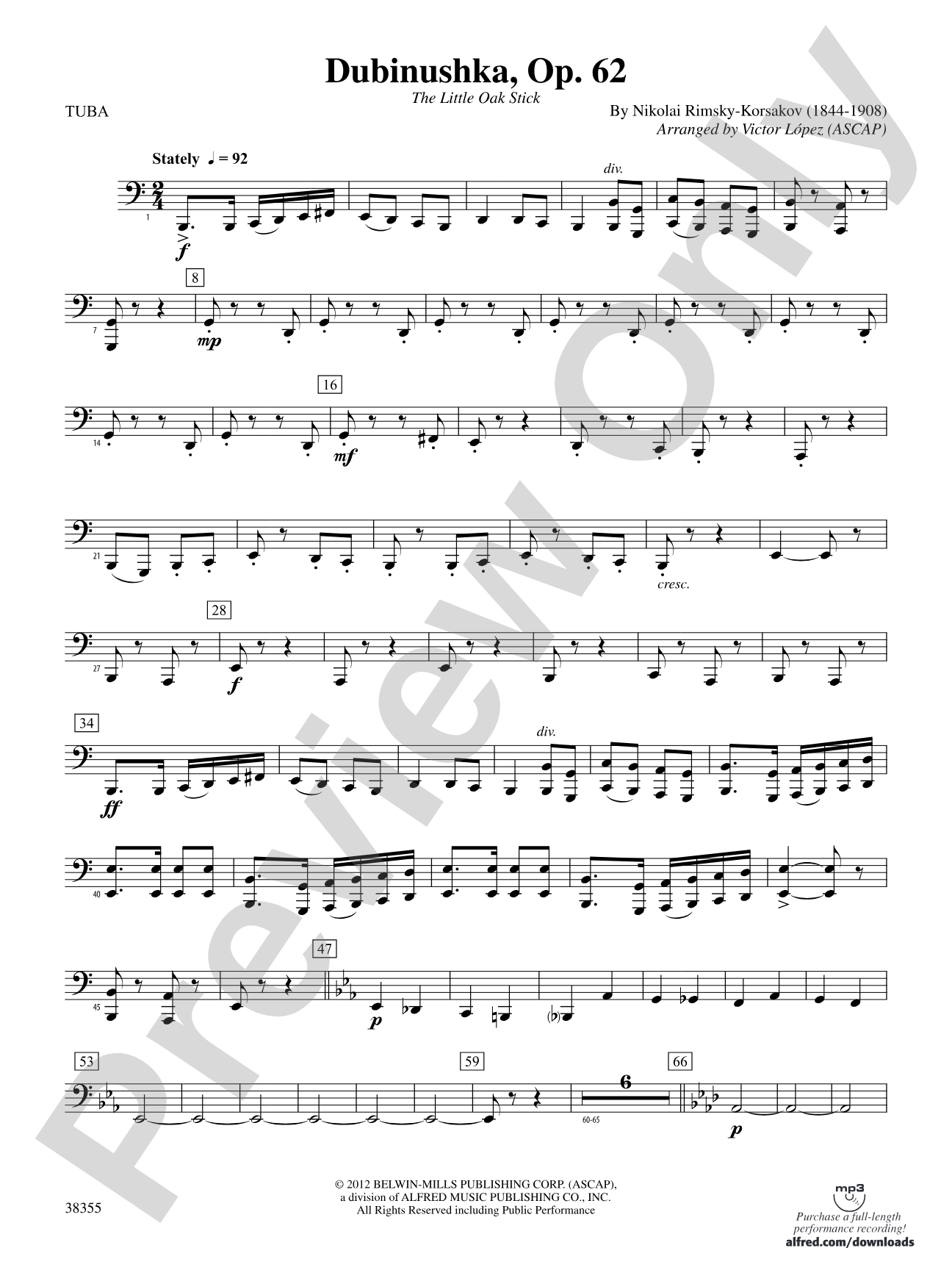Dubinushka, Op. 62: Tuba