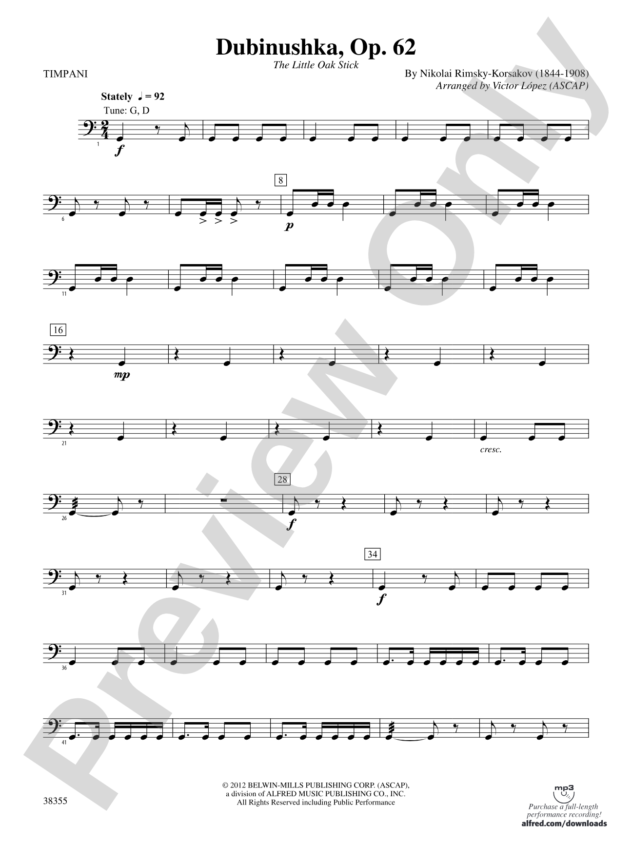 Dubinushka, Op. 62: Timpani
