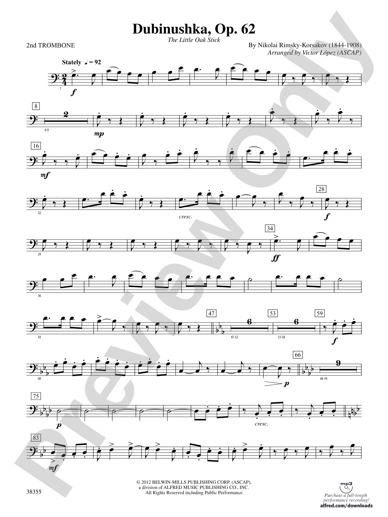 Dubinushka, Op. 62: 2nd Trombone