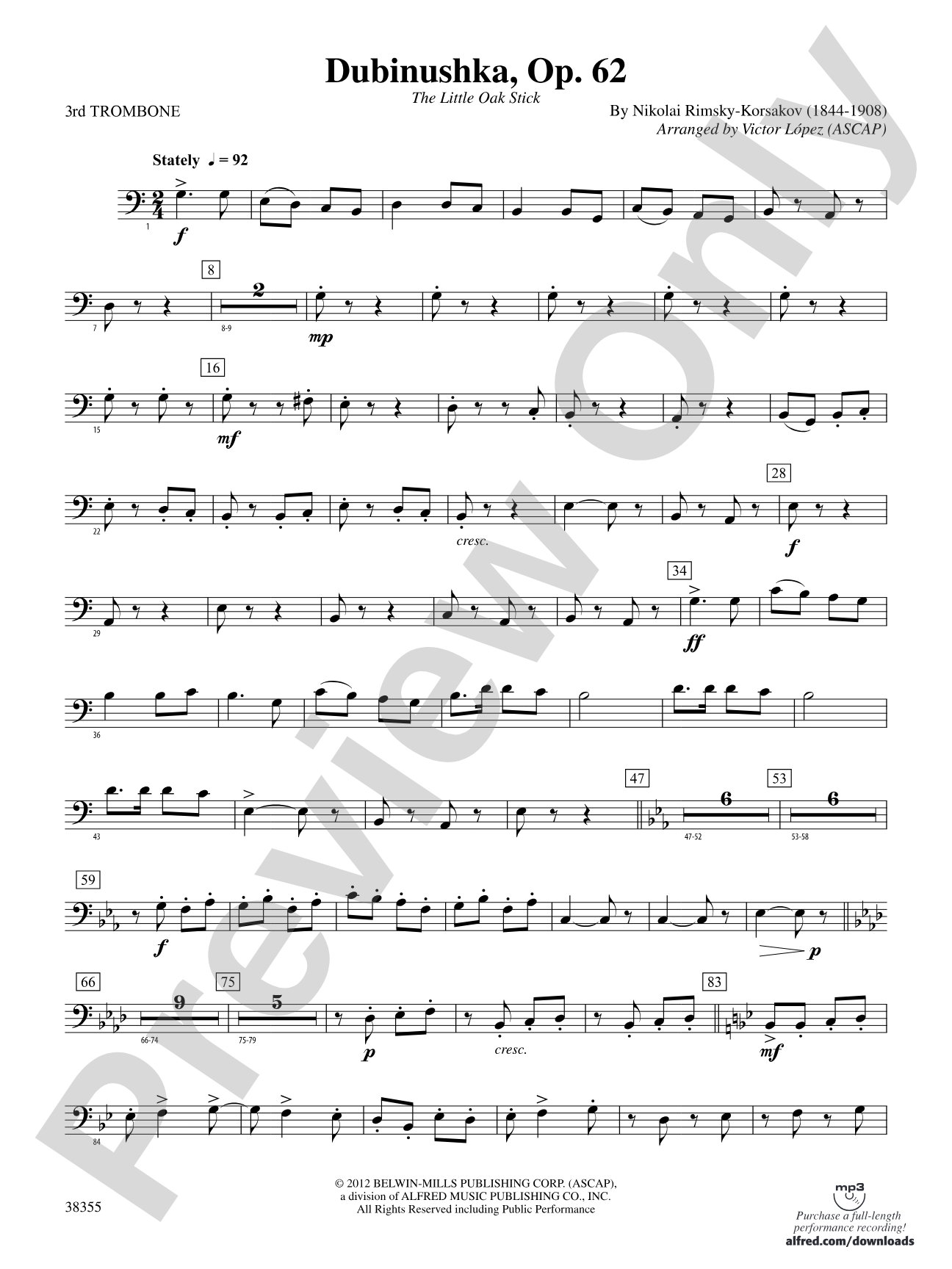 Dubinushka, Op. 62: 3rd Trombone