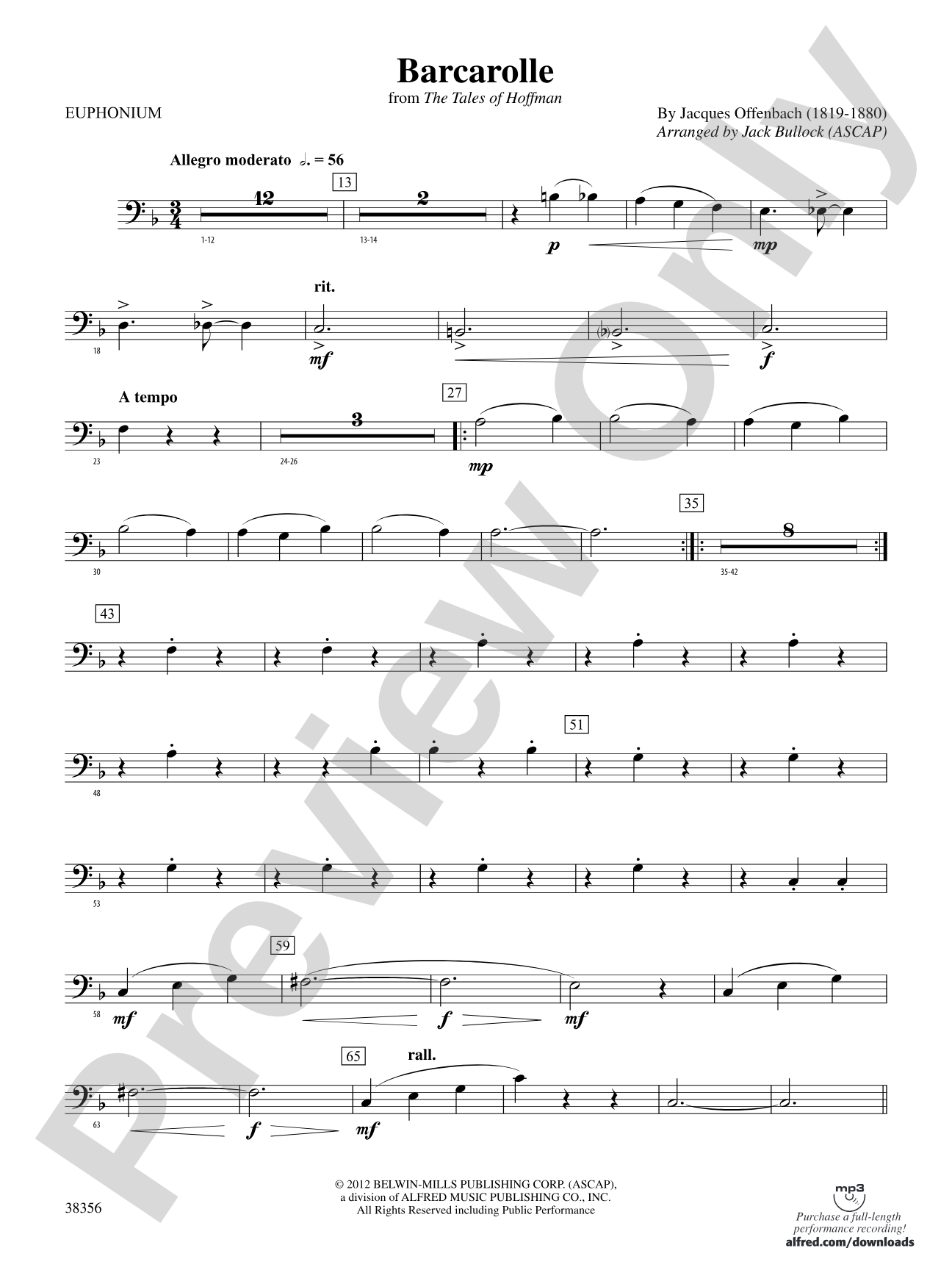 Barcarolle (from The Tales of Hoffman): Baritone B.C.
