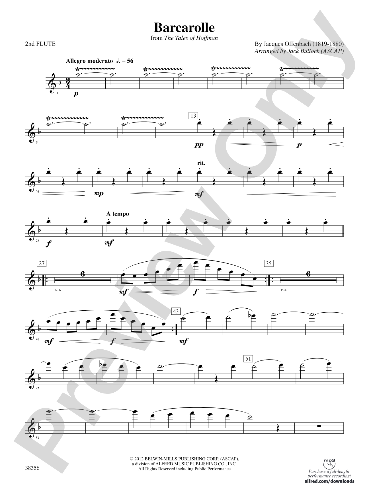 Barcarolle (from The Tales of Hoffman): 2nd Flute