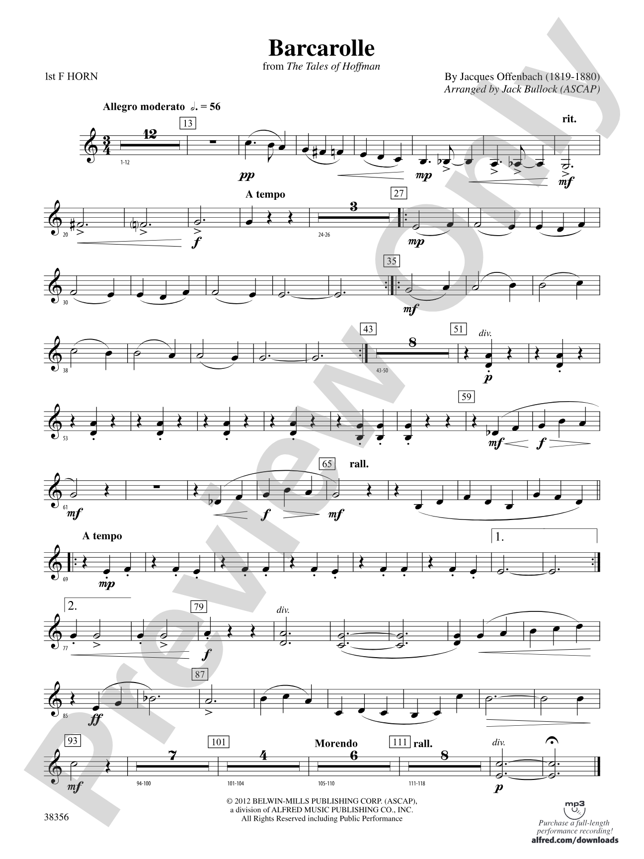 Barcarolle (from The Tales of Hoffman): 1st F Horn