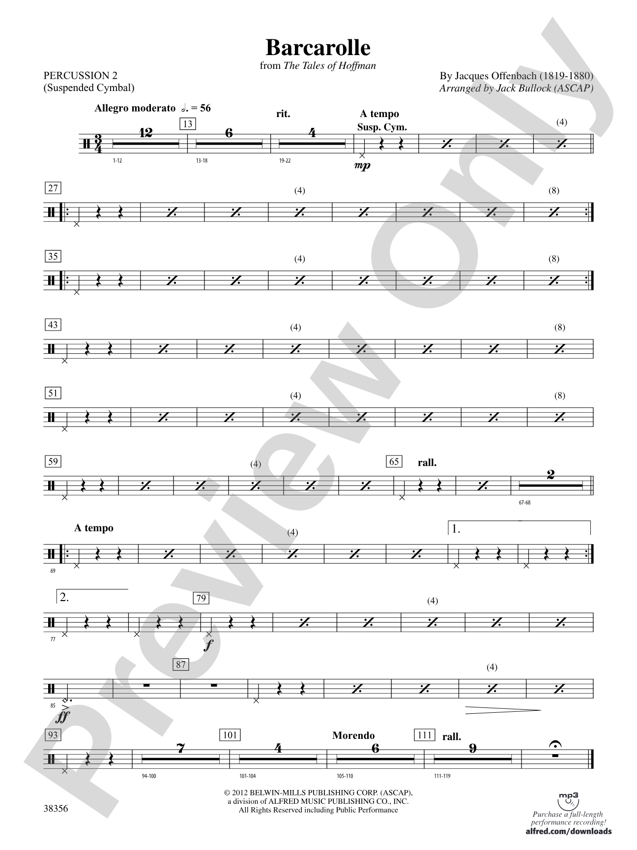 Barcarolle (from The Tales of Hoffman): 2nd Percussion