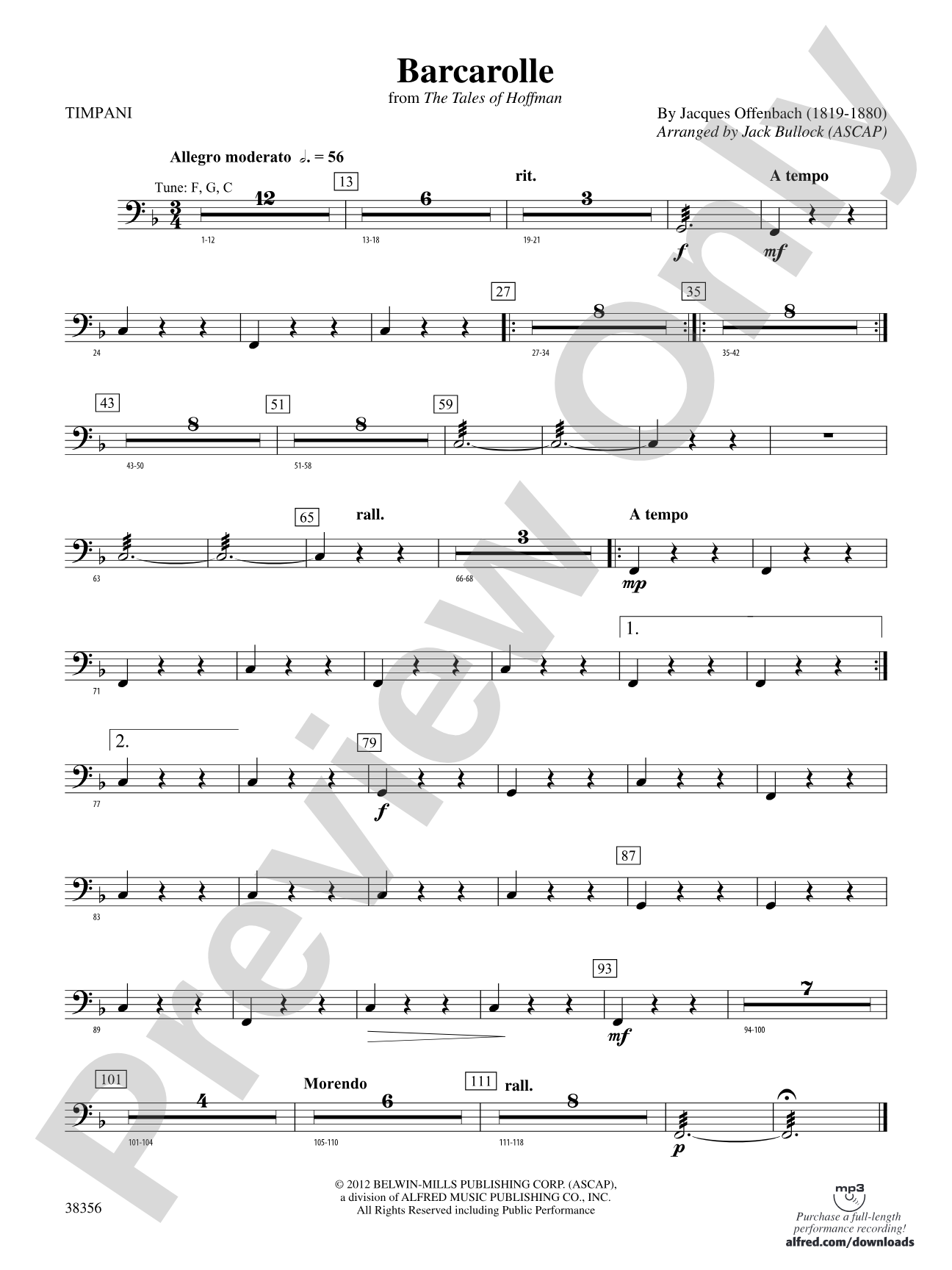 Barcarolle (from The Tales of Hoffman): Timpani