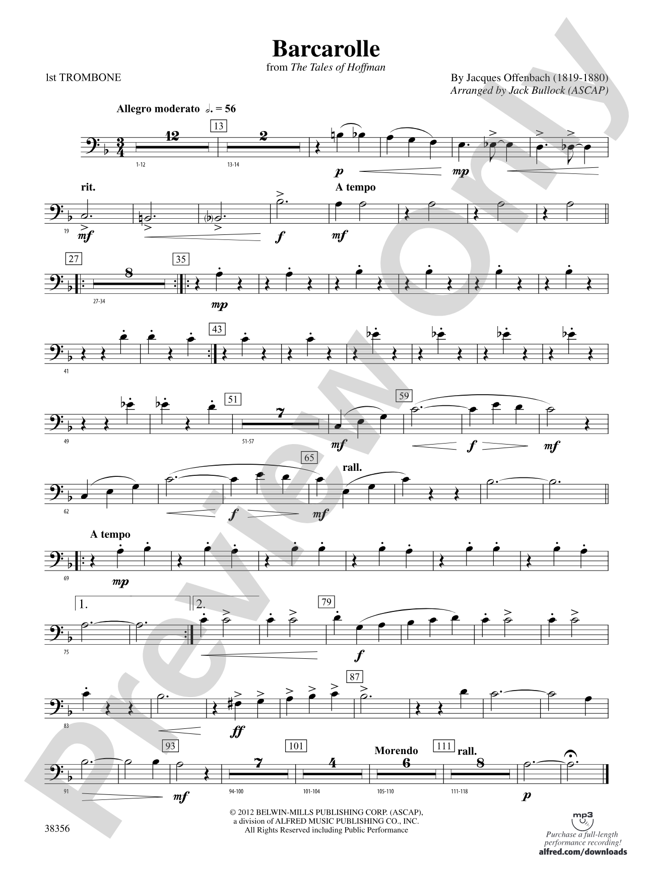 Barcarolle (from The Tales of Hoffman): 1st Trombone