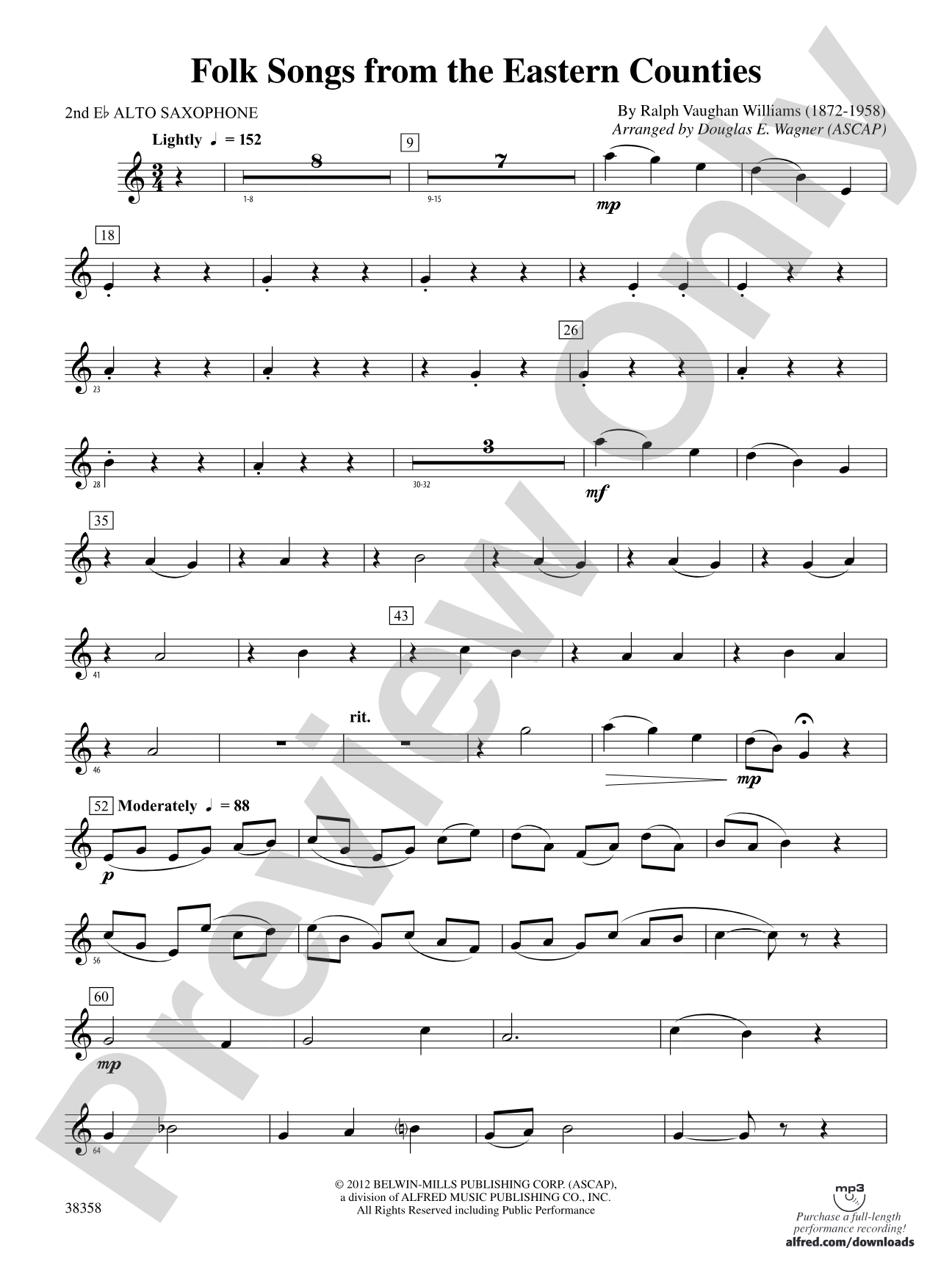 Folksongs from the Eastern Counties: 2nd E-flat Alto Saxophone