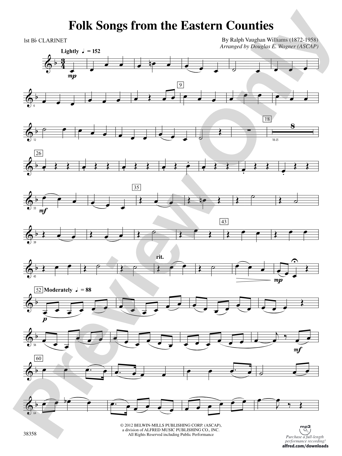 Folksongs from the Eastern Counties: 1st B-flat Clarinet