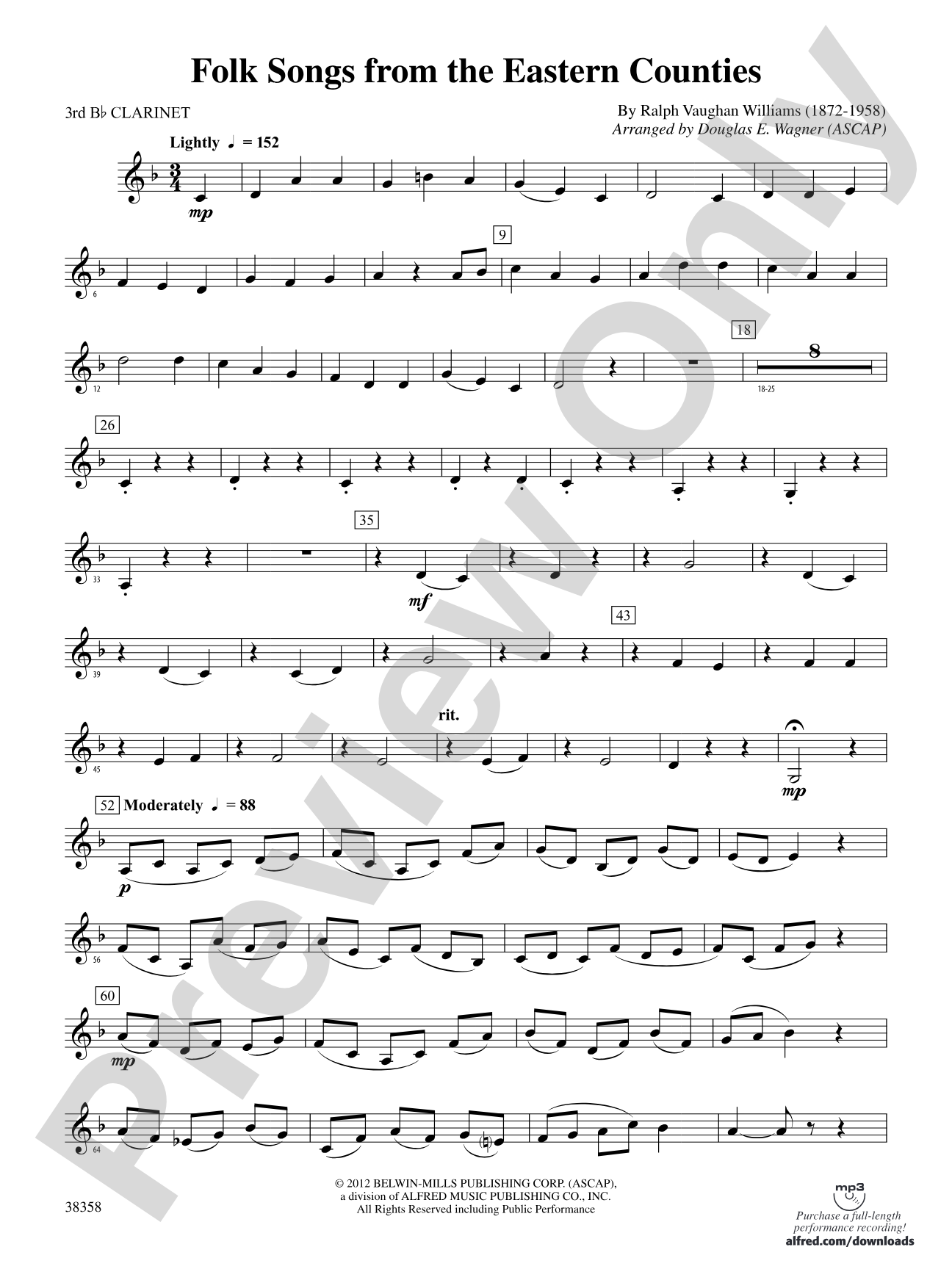 Folksongs from the Eastern Counties: 3rd B-flat Clarinet