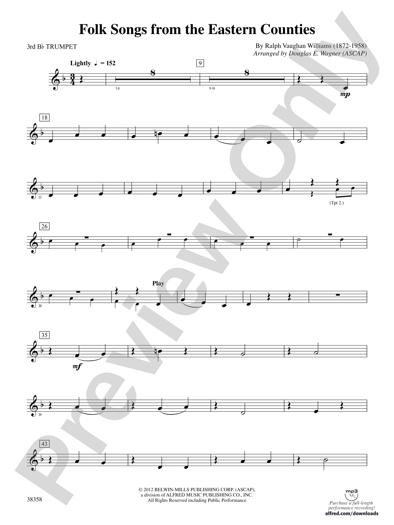 Folksongs from the Eastern Counties: 3rd B-flat Trumpet