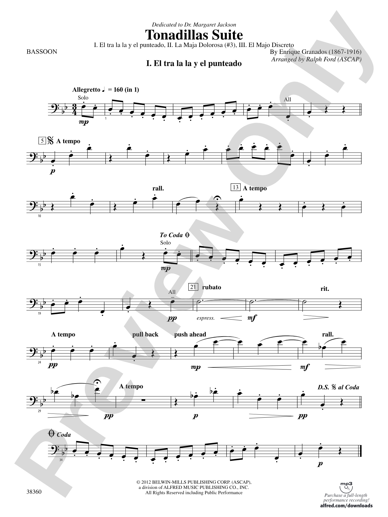 Tonadillas Suite: Bassoon