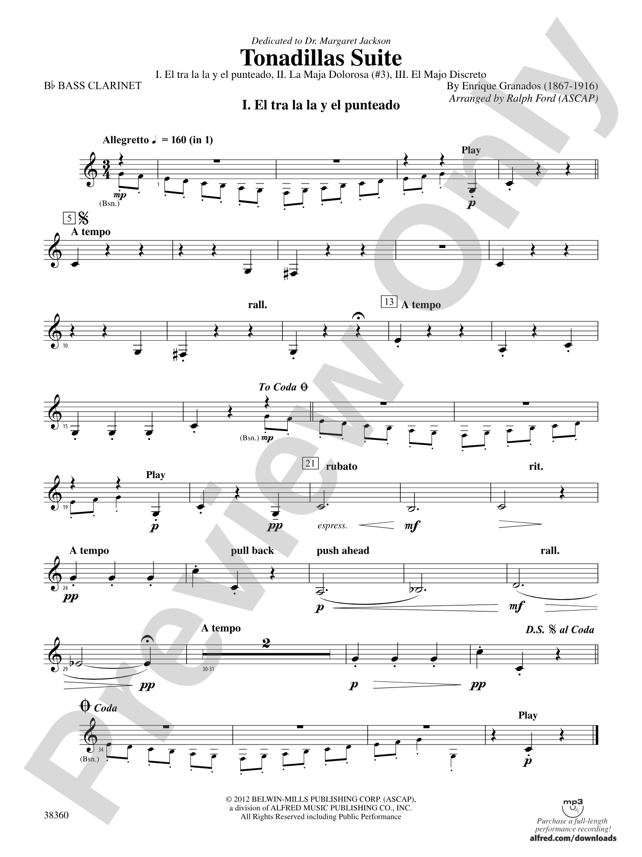 Tonadillas Suite: B-flat Bass Clarinet