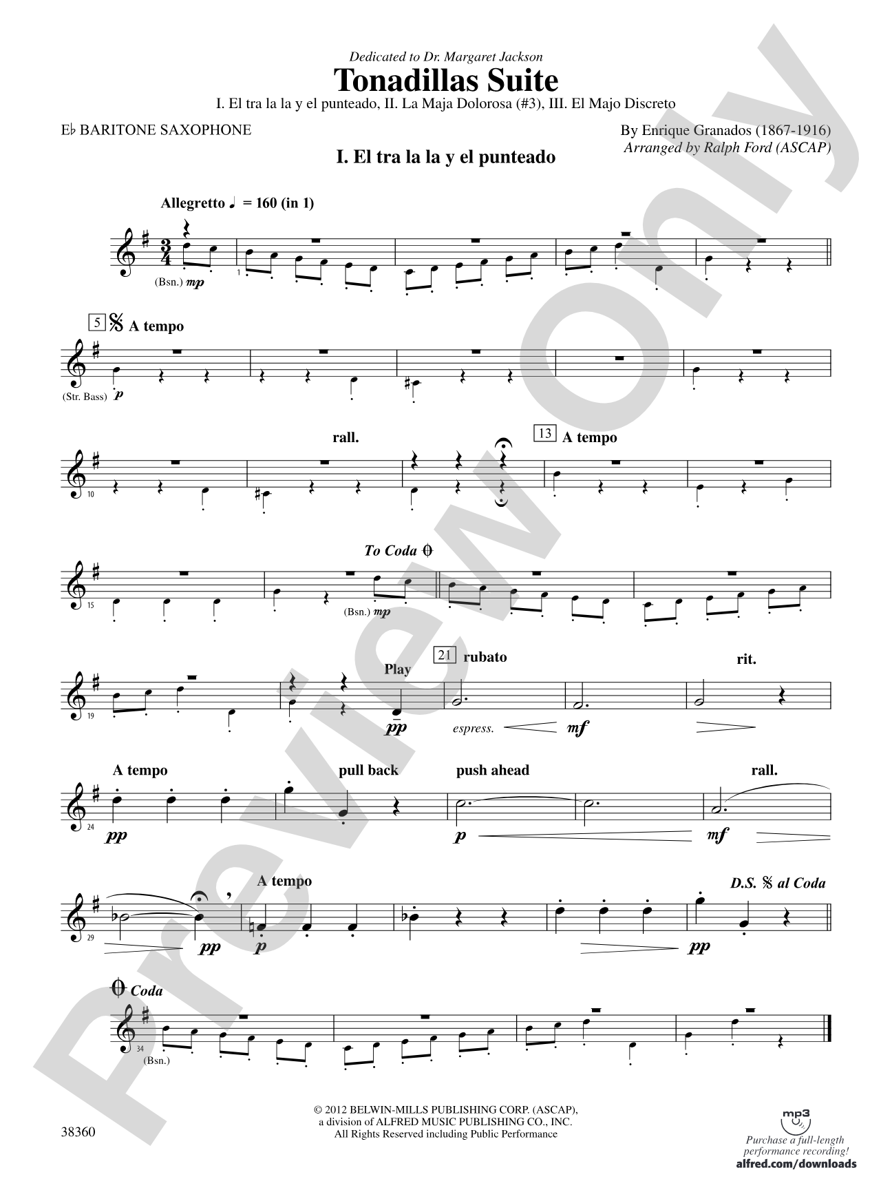 Tonadillas Suite: E-flat Baritone Saxophone