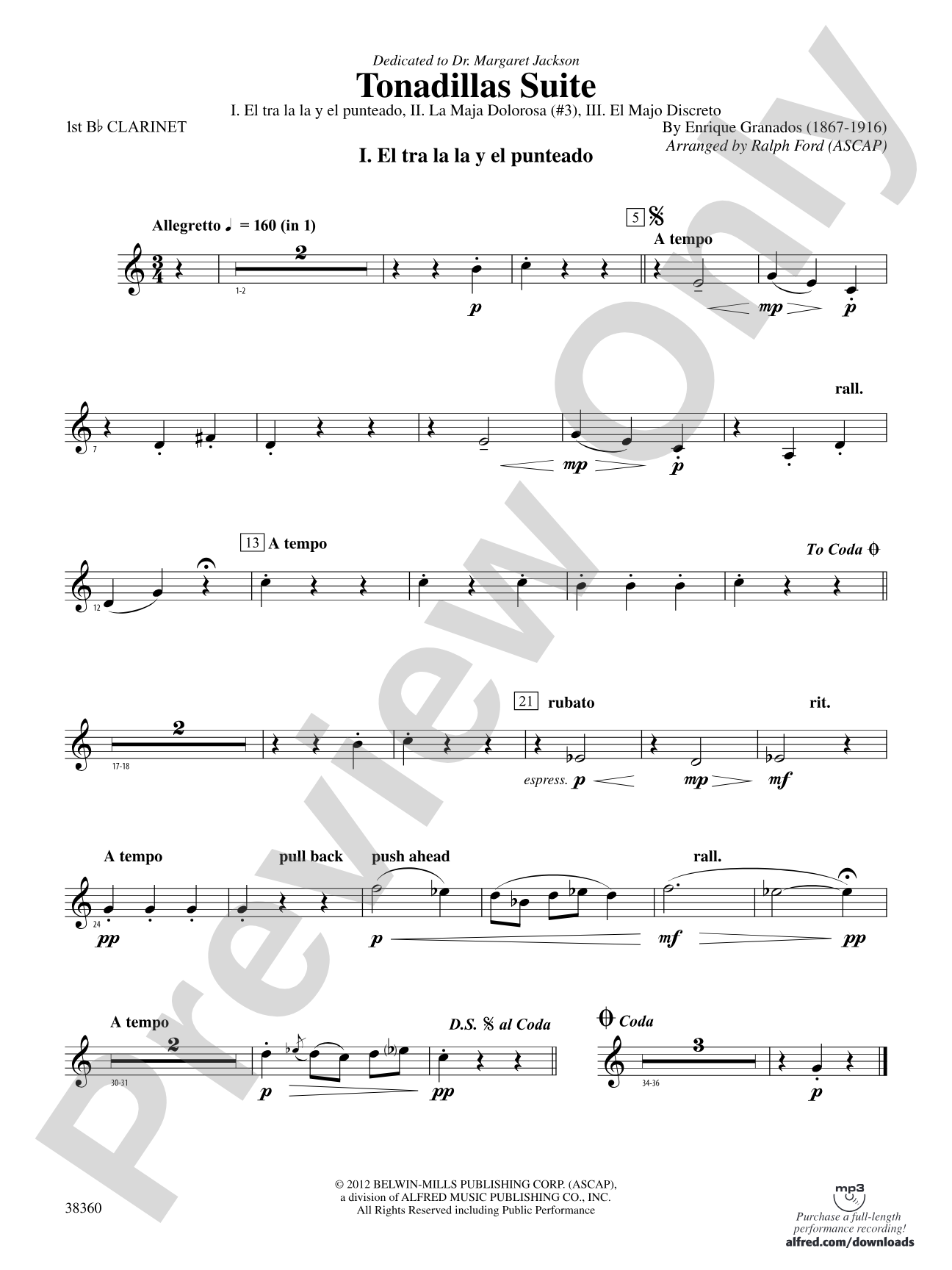 Tonadillas Suite: 1st B-flat Clarinet