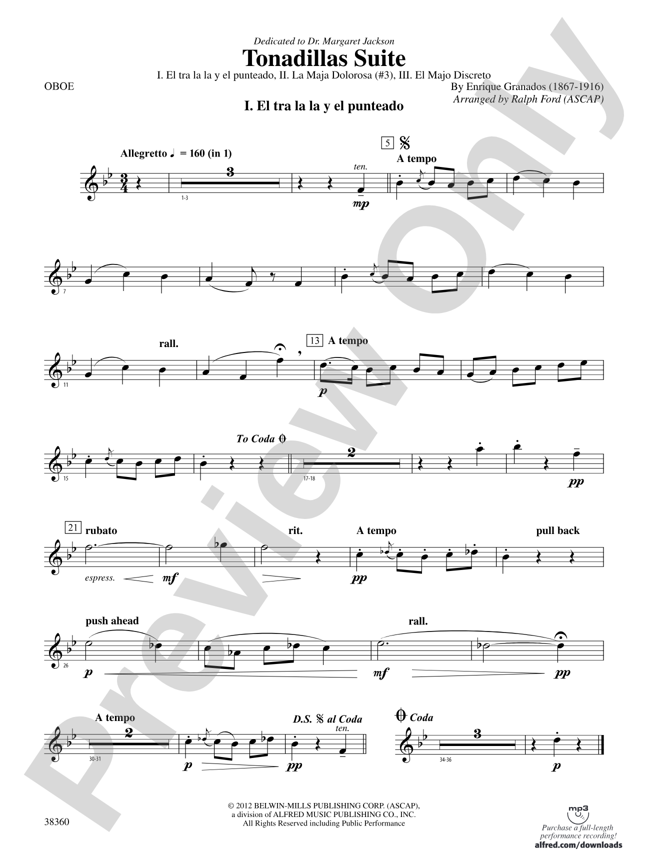 Tonadillas Suite: Oboe