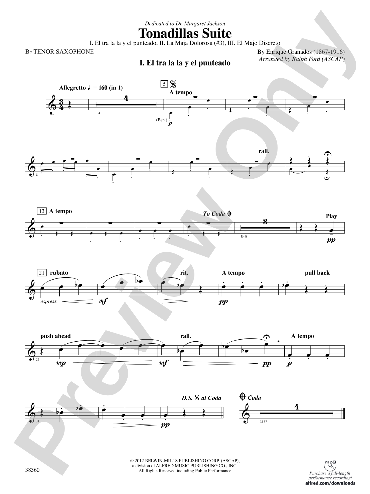 Tonadillas Suite: B-flat Tenor Saxophone