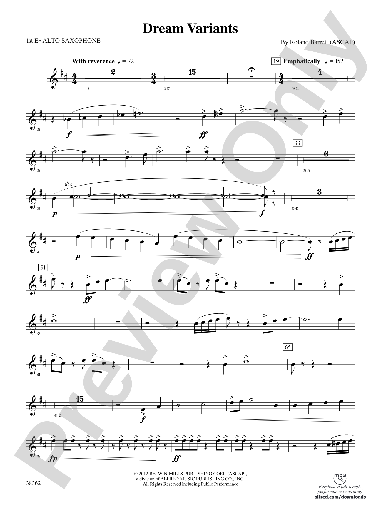 Dream Variants: E-flat Alto Saxophone