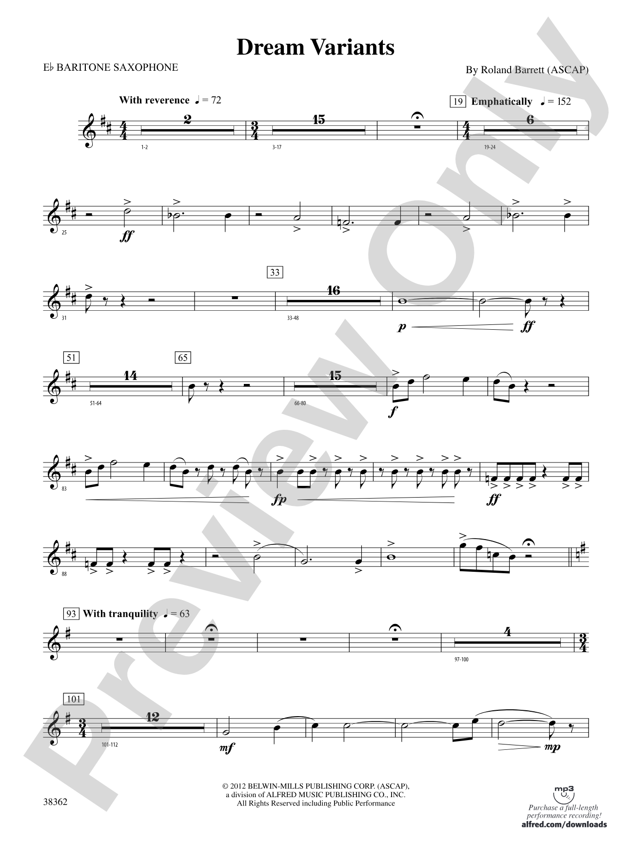 Dream Variants: E-flat Baritone Saxophone