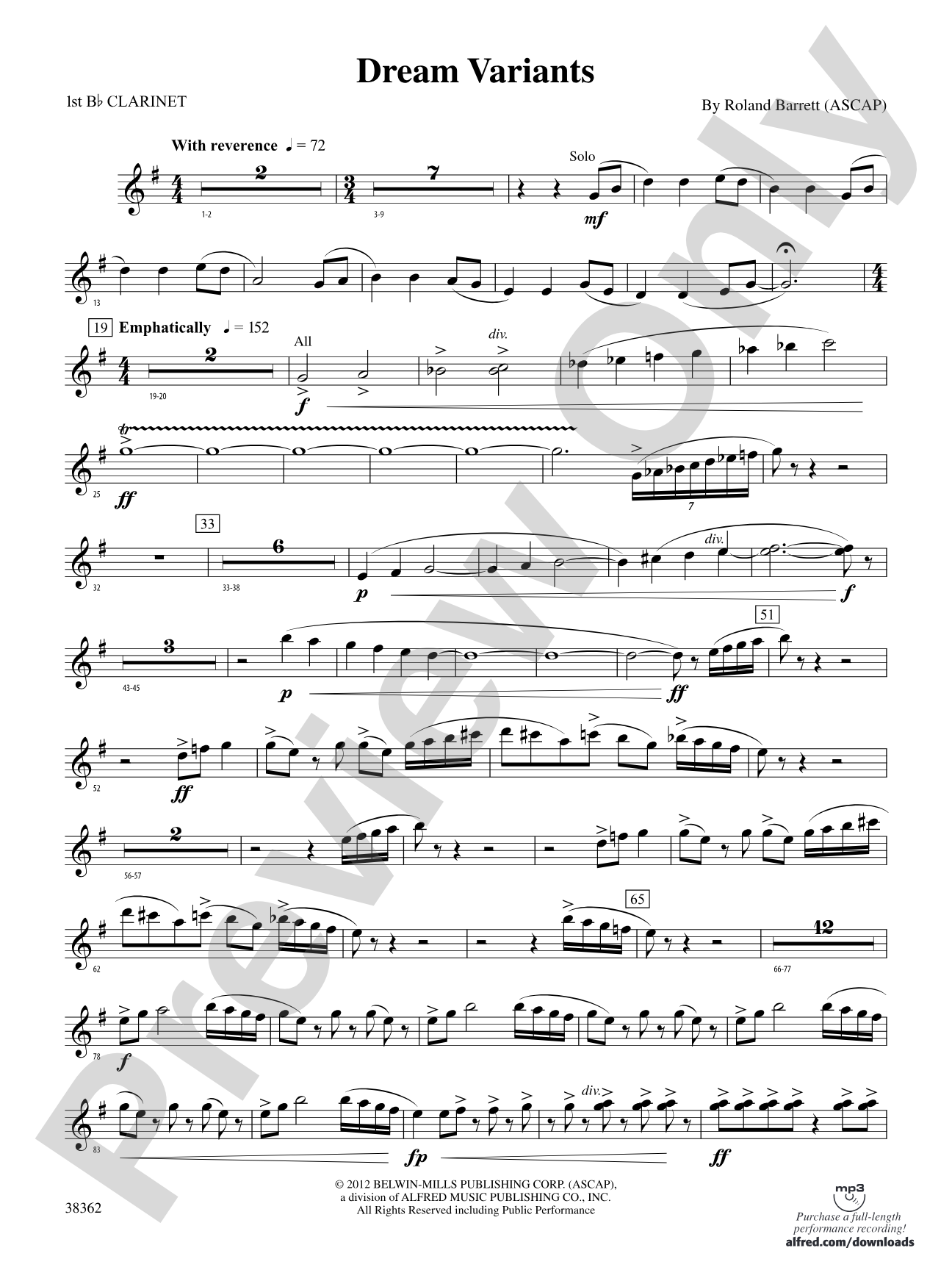 Dream Variants: 1st B-flat Clarinet