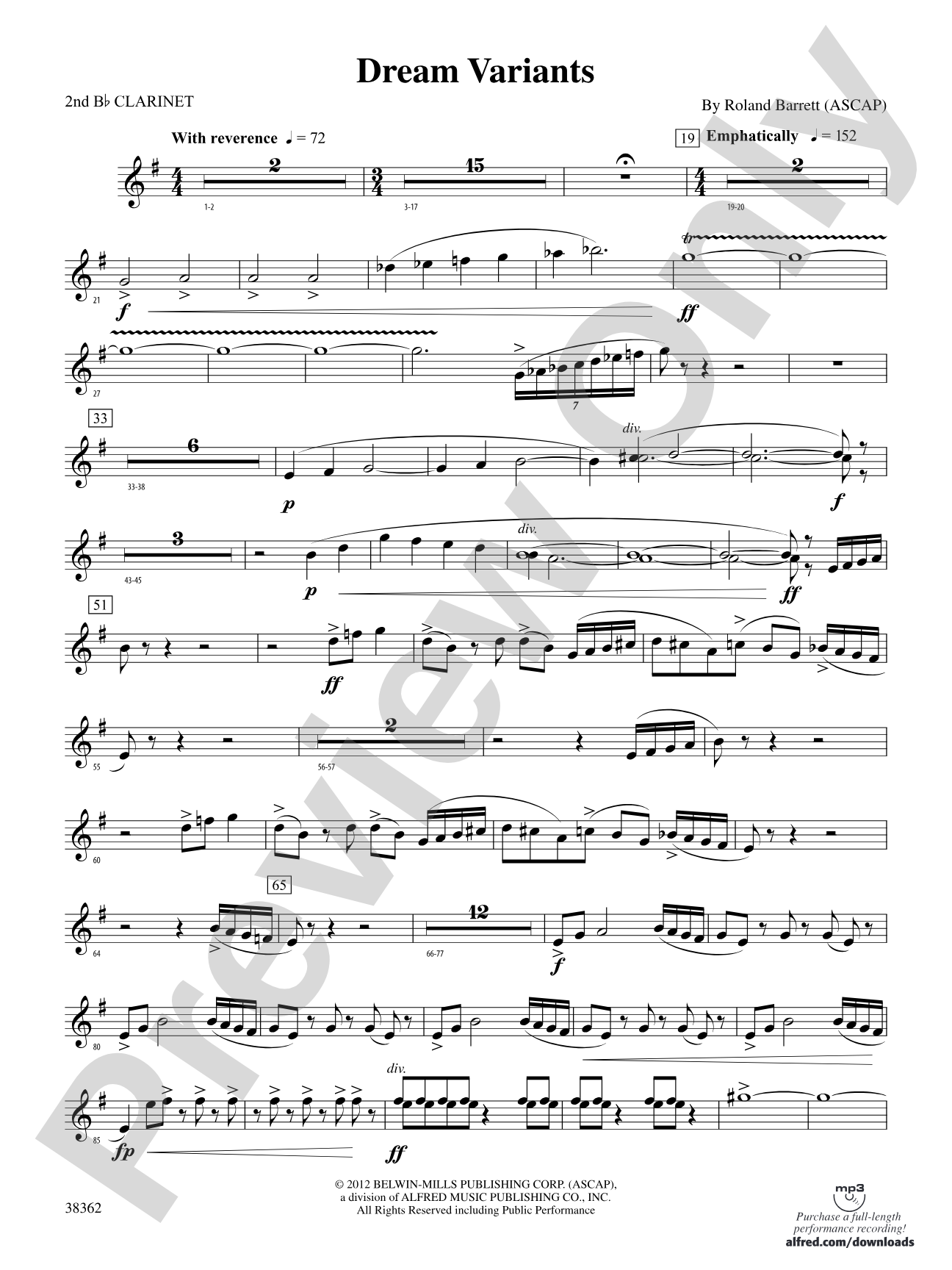 Dream Variants: 2nd B-flat Clarinet