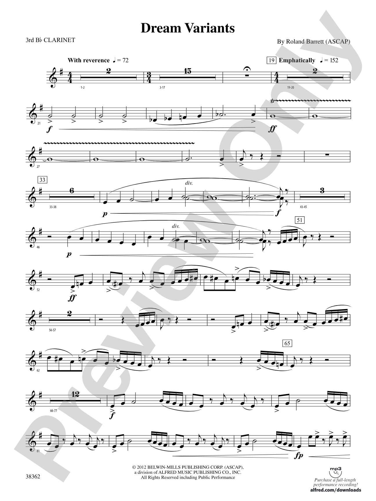 Dream Variants: 3rd B-flat Clarinet