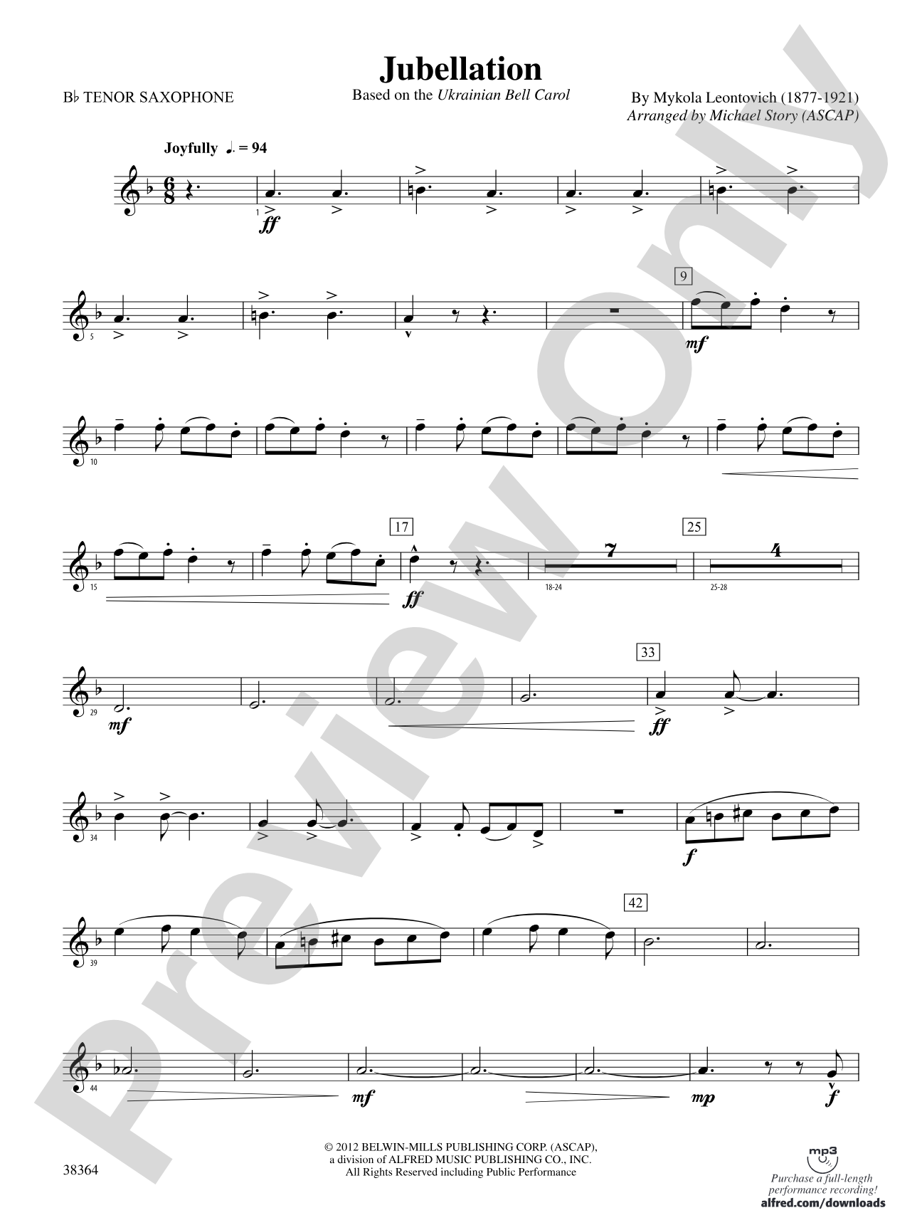 Jubellation: B-flat Tenor Saxophone