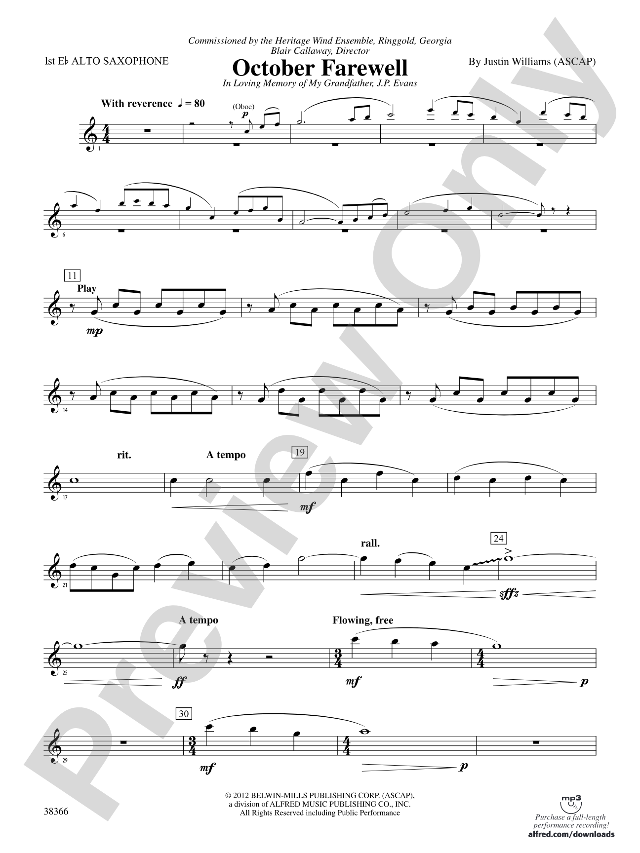 October Farewell: E-flat Alto Saxophone