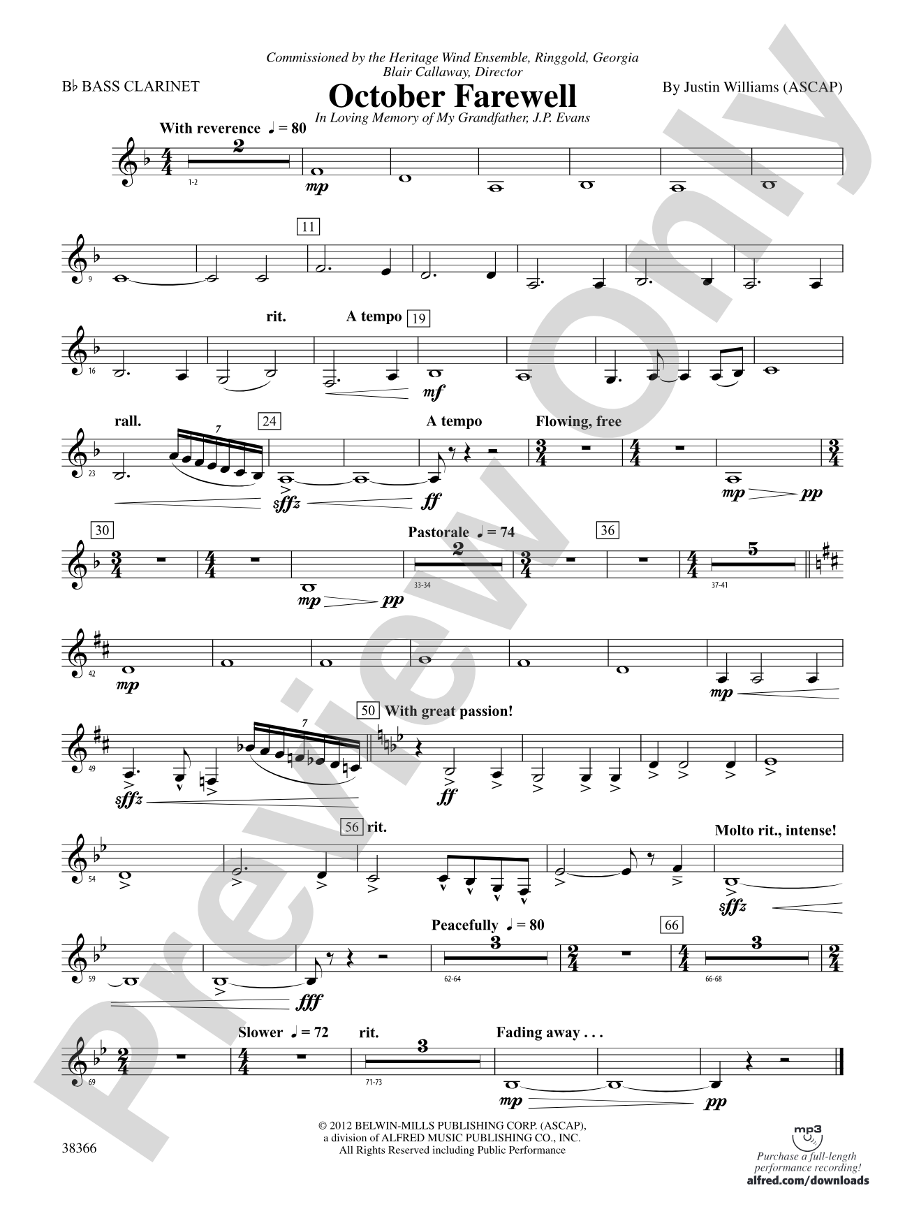 October Farewell: B-flat Bass Clarinet