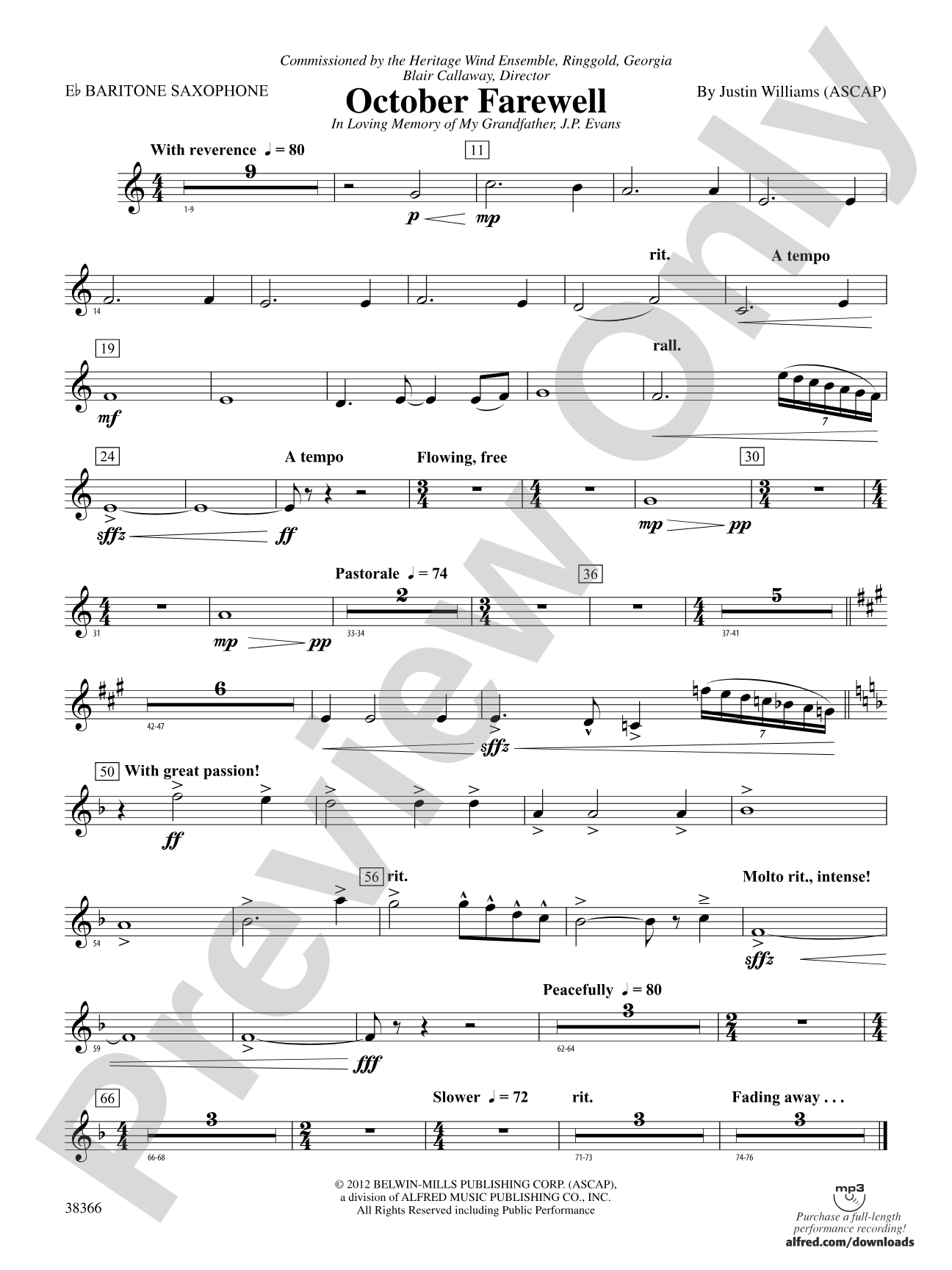 October Farewell: E-flat Baritone Saxophone