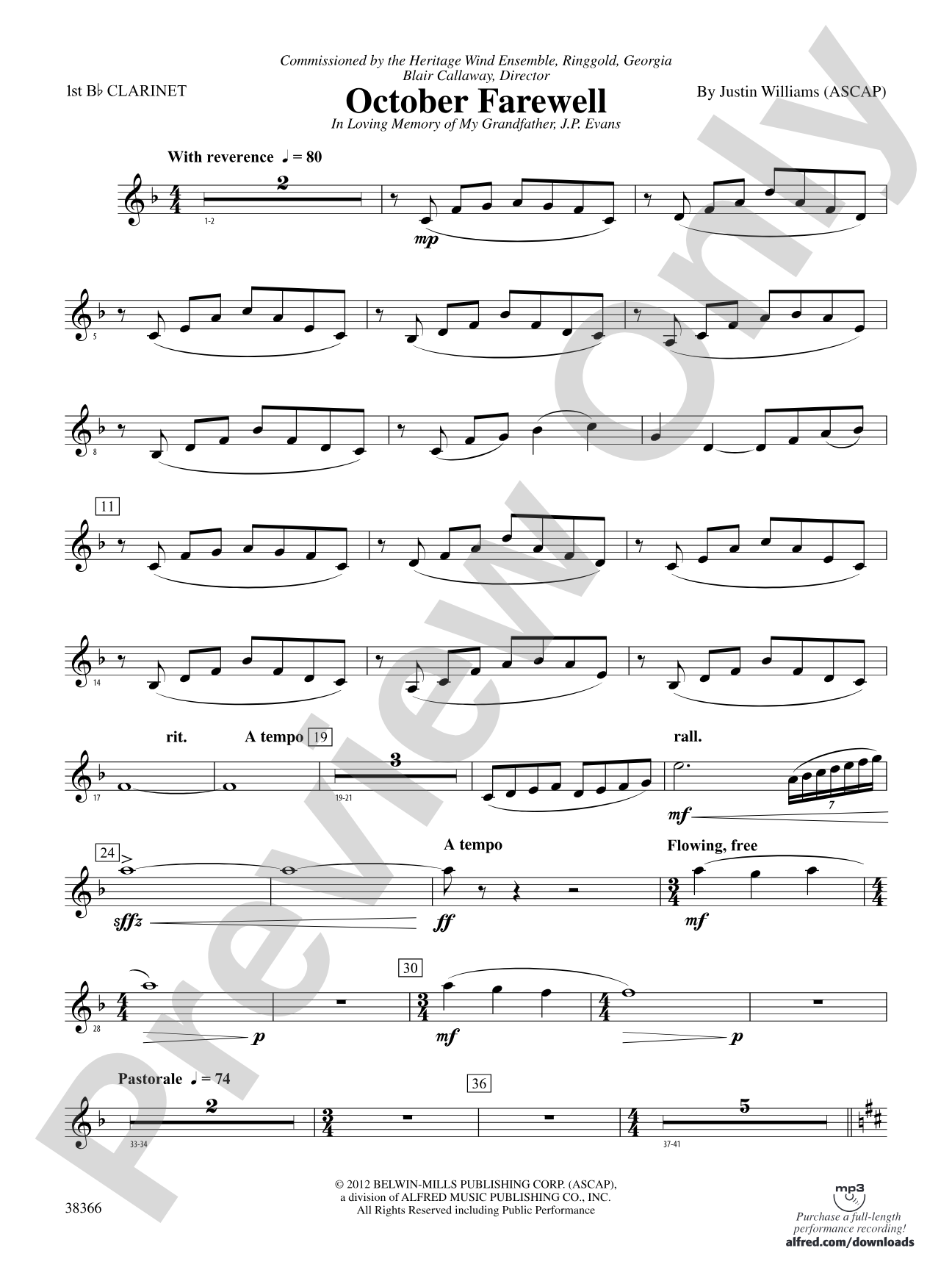 October Farewell: 1st B-flat Clarinet
