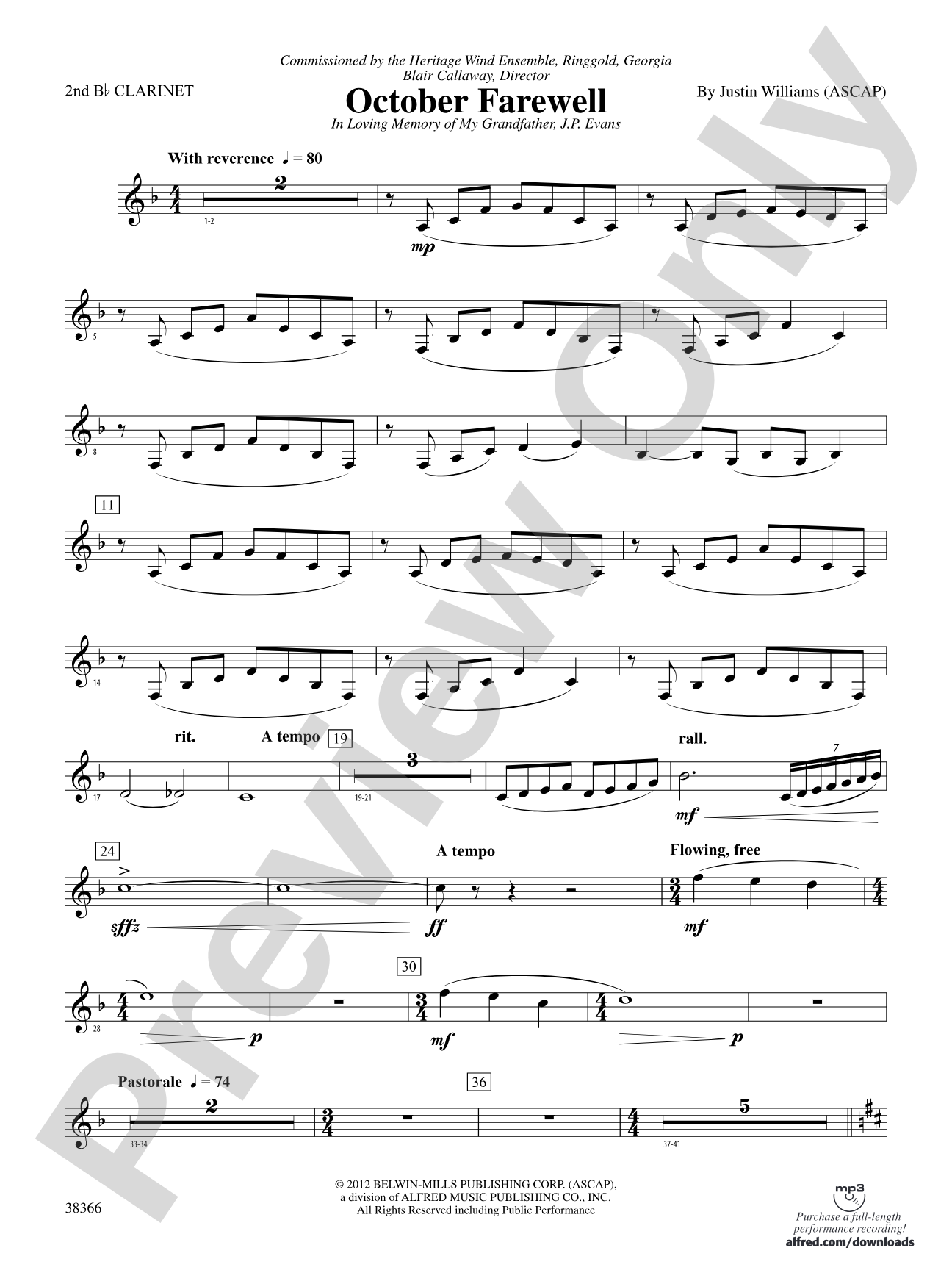 October Farewell: 2nd B-flat Clarinet