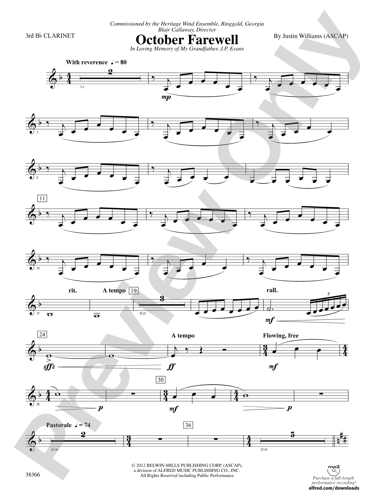October Farewell: 3rd B-flat Clarinet