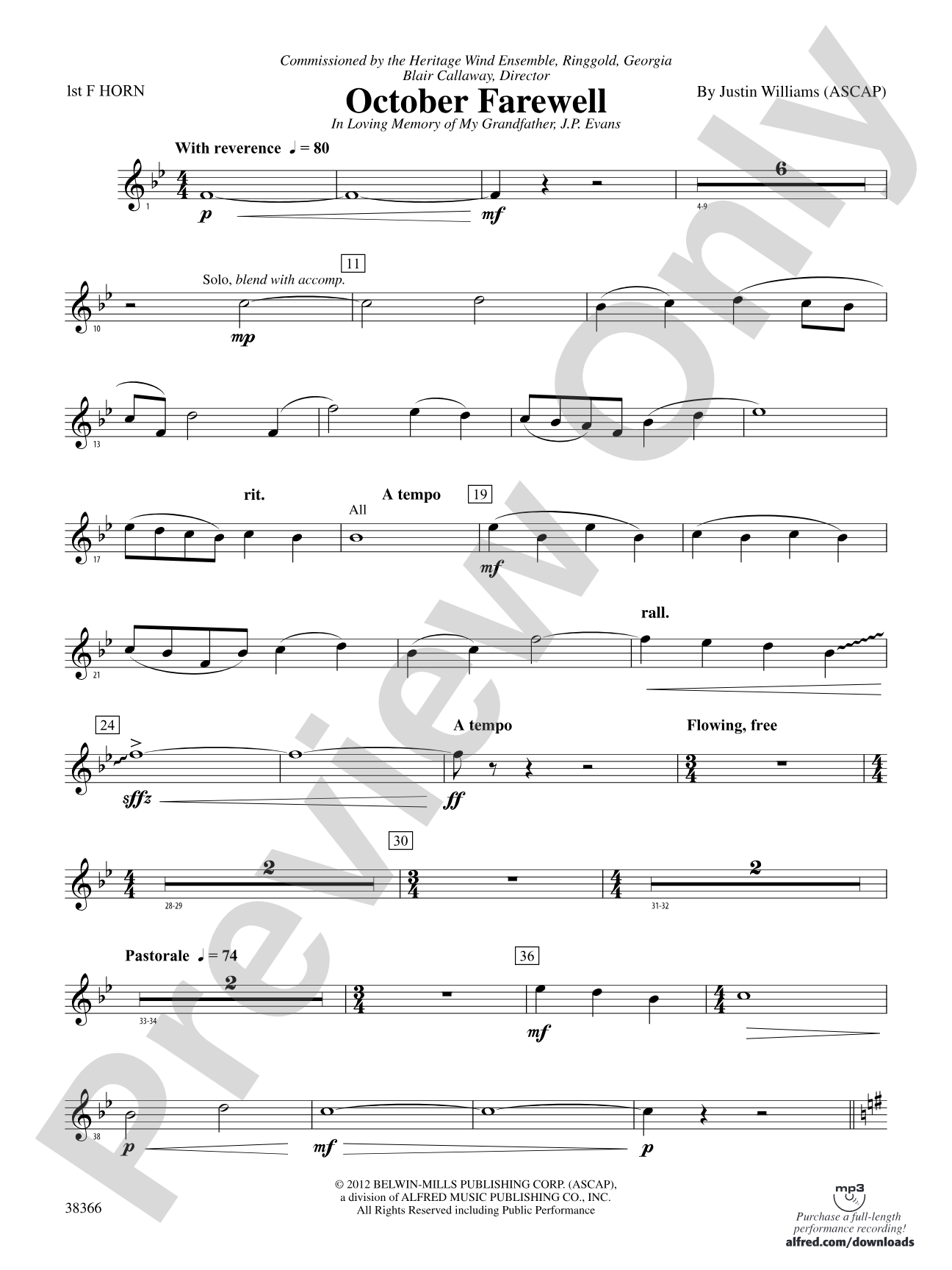 October Farewell: 1st F Horn