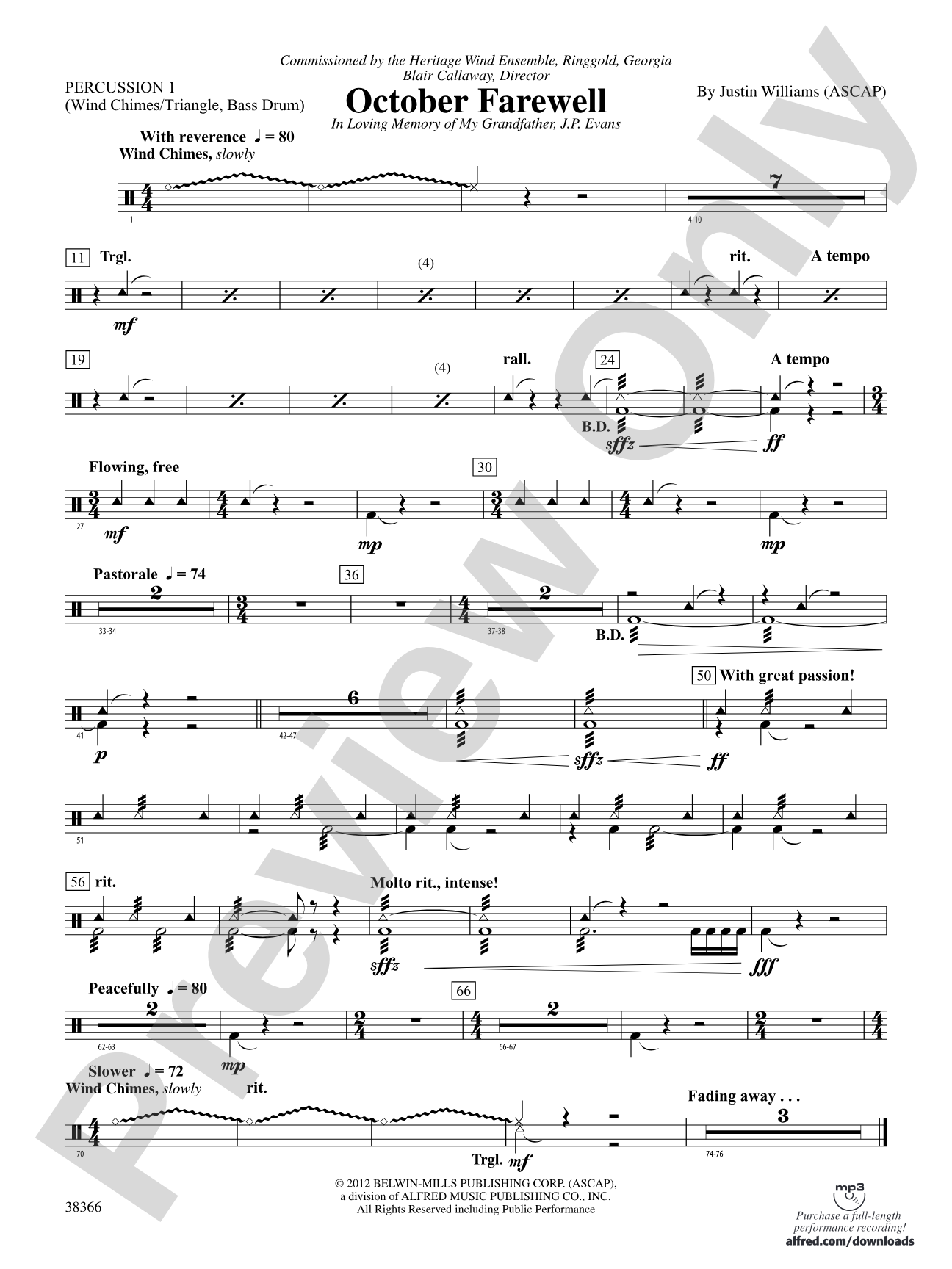 October Farewell: 1st Percussion