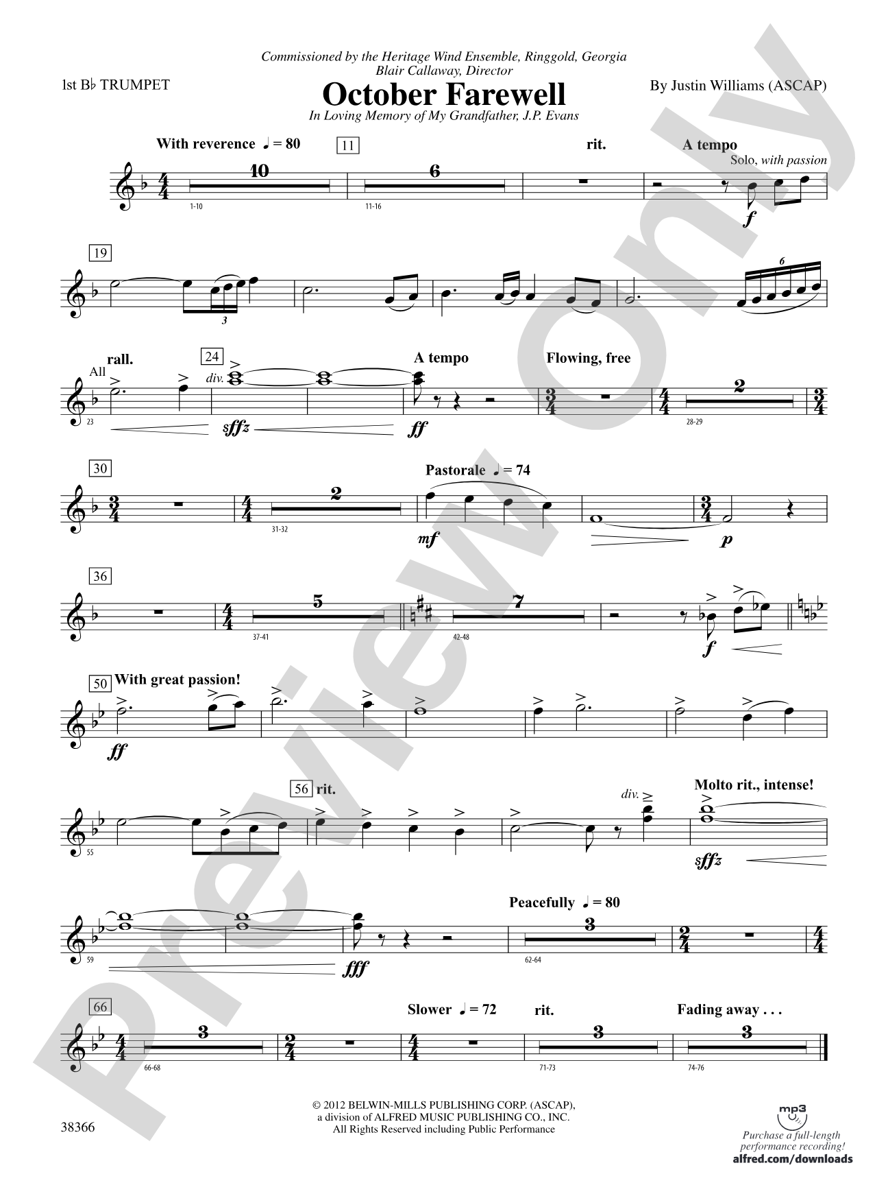 October Farewell: 1st B-flat Trumpet
