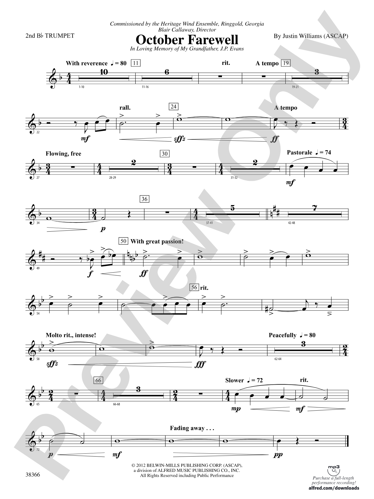 October Farewell: 2nd B-flat Trumpet