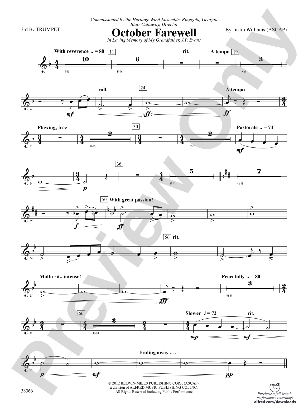 October Farewell: 3rd B-flat Trumpet