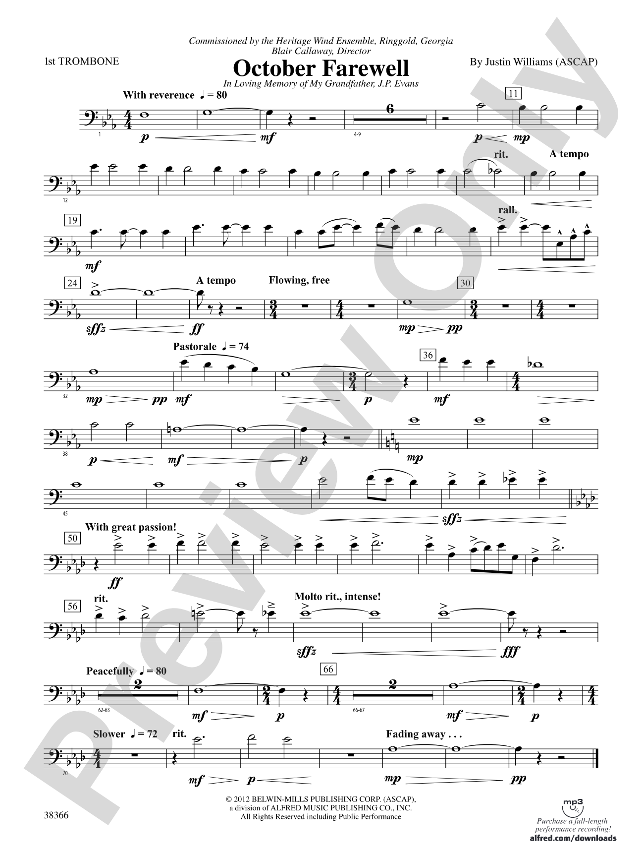 October Farewell: 1st Trombone