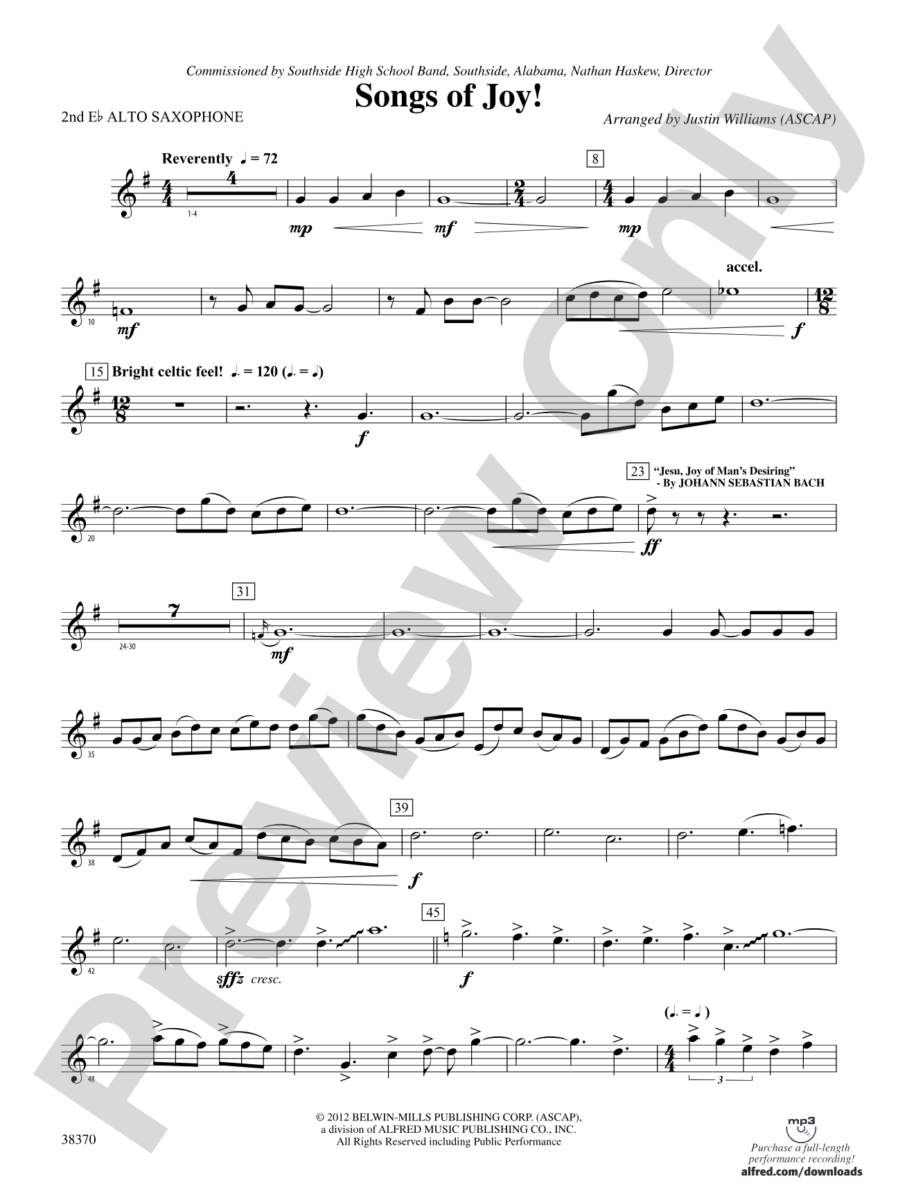 Songs of Joy!: 2nd E-flat Alto Saxophone