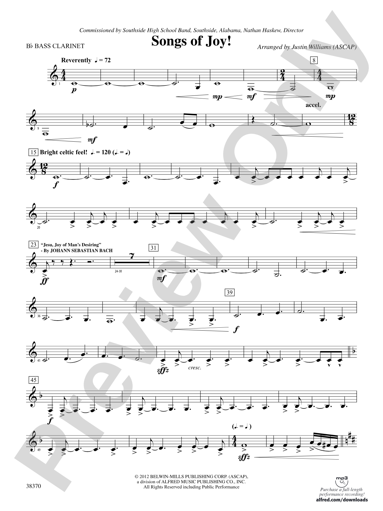 Songs of Joy!: B-flat Bass Clarinet