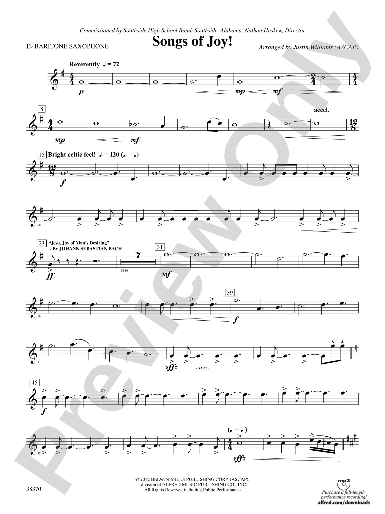 Songs of Joy!: E-flat Baritone Saxophone