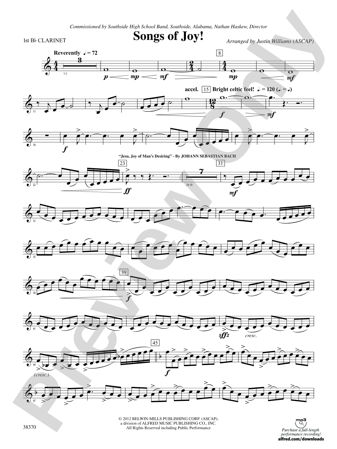 Songs of Joy!: 1st B-flat Clarinet
